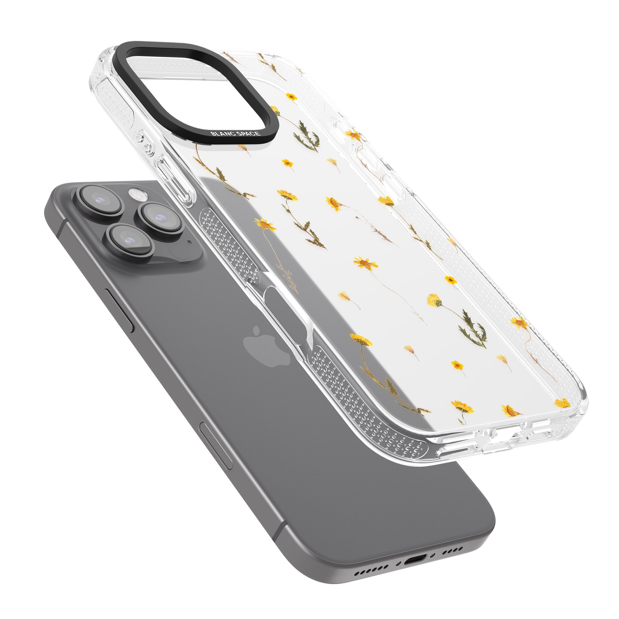 Mixed Yellow Flowers - Dried Flower-Inspired iPhone 16 Pro Max / 16 Pro Clear Case Impact Air - Blanc Space