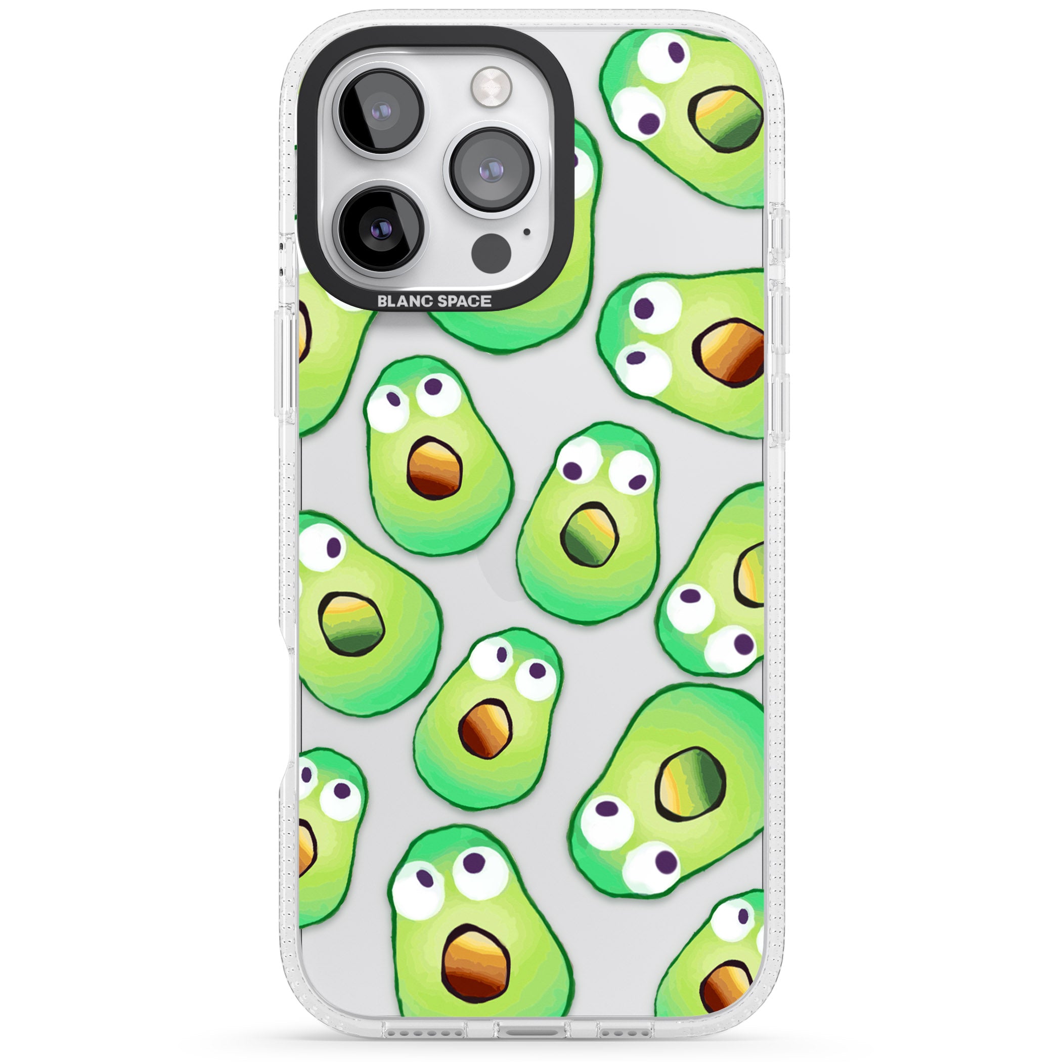 Shocked Avocados iPhone 16 Pro Max / 16 Pro Clear Case Impact Air - Blanc Space