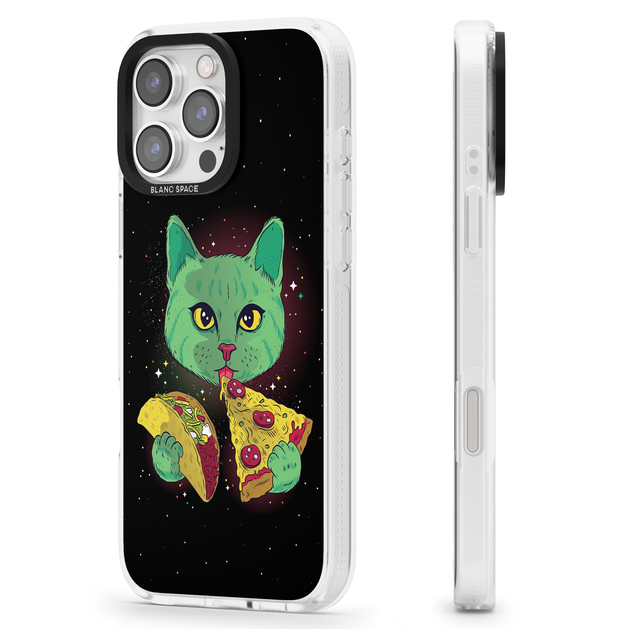 Pizza Purr iPhone 16 Pro Max / 16 Pro Clear Case Impact Air - Blanc Space
