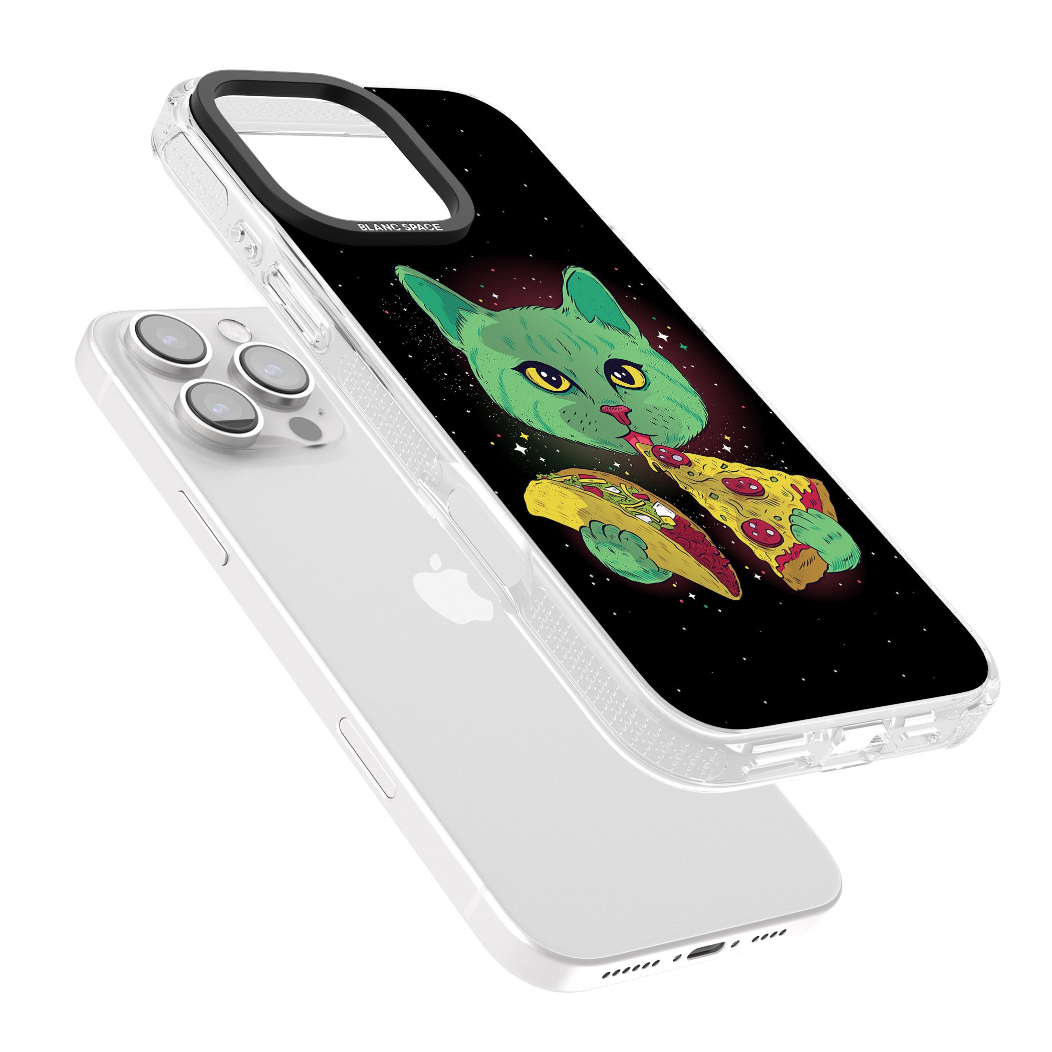 Pizza Purr iPhone 16 Pro Max / 16 Pro Clear Case Impact Air - Blanc Space