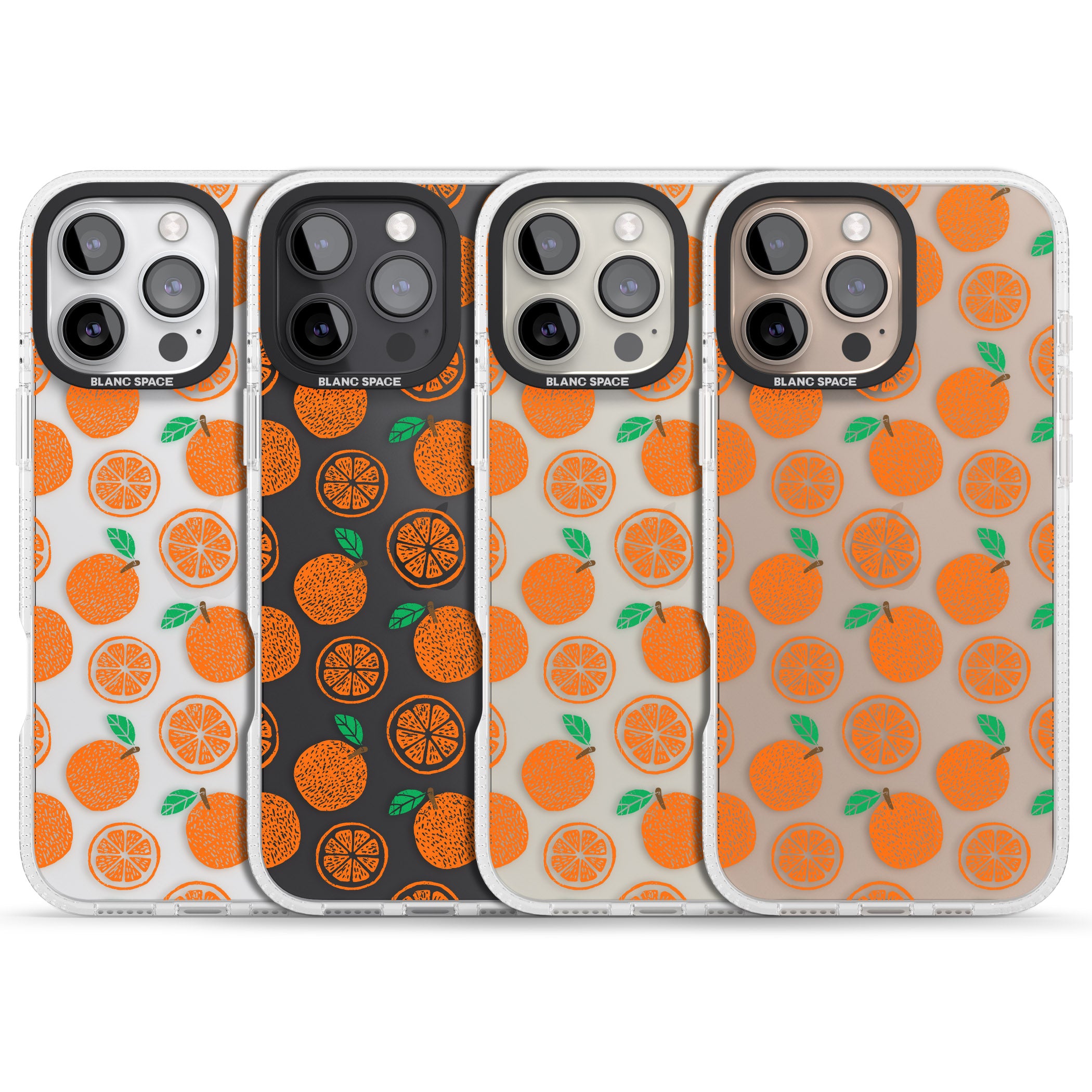 Orange Pattern iPhone 16 Pro Max / 16 Pro Clear Case Impact Air - Blanc Space