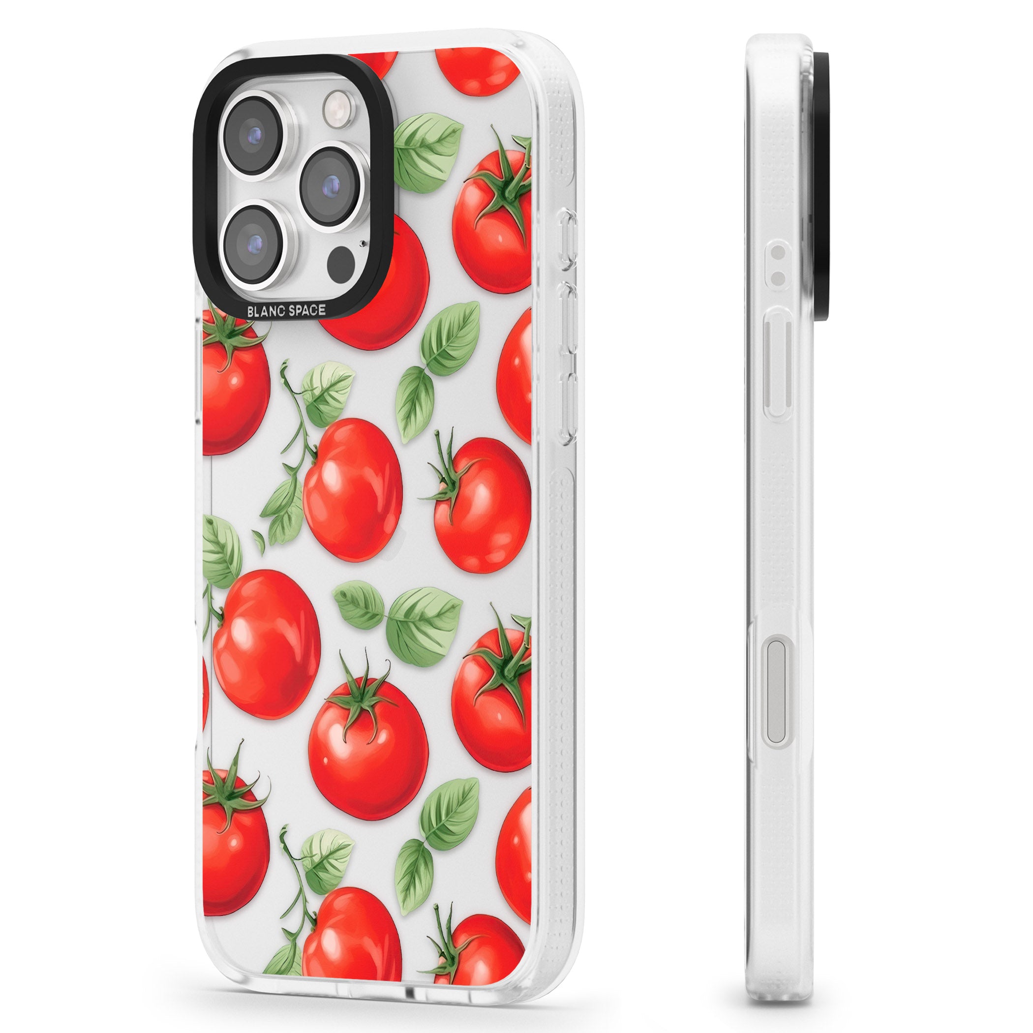 Tomato Pattern iPhone 16 Pro Max / 16 Pro Clear Case Impact Air - Blanc Space