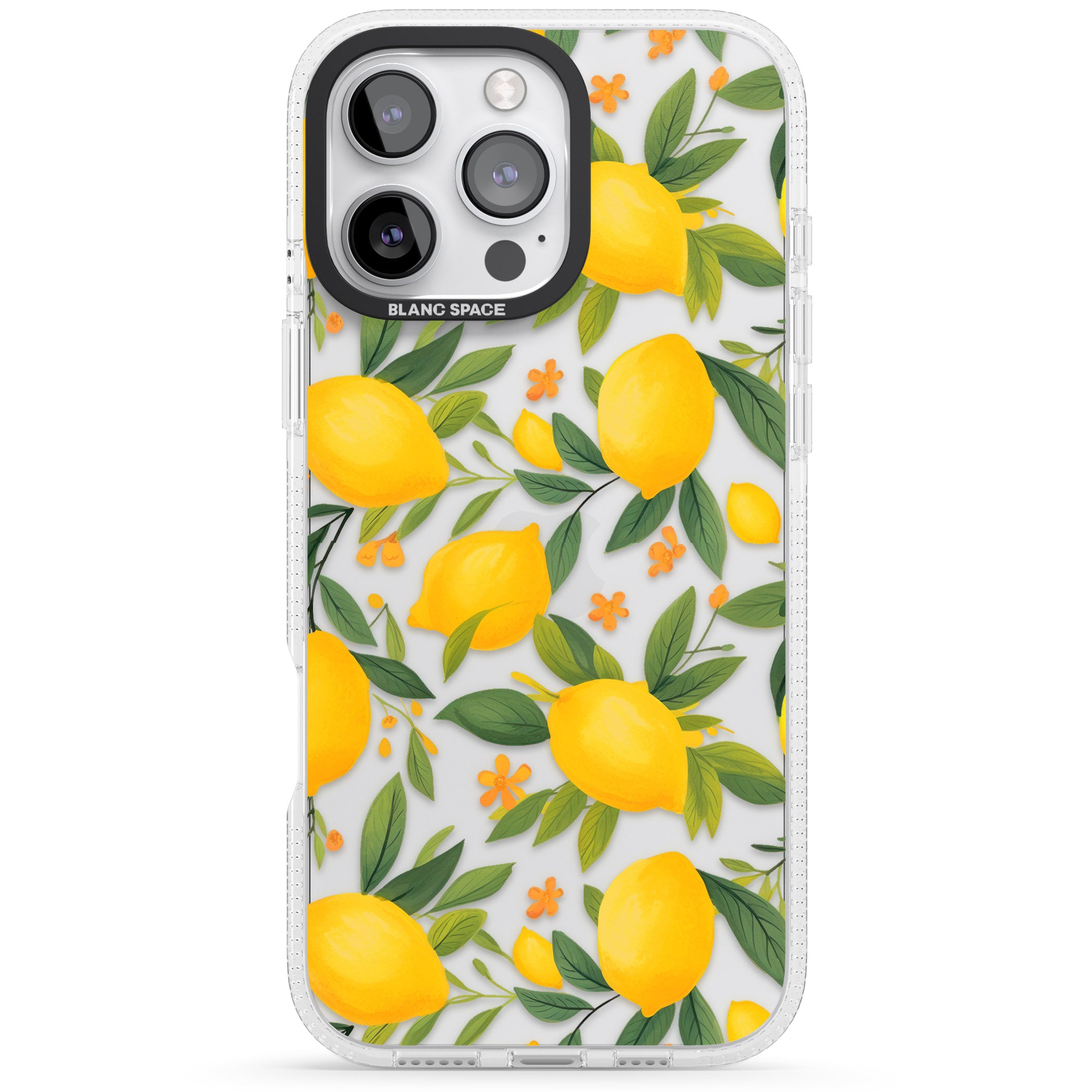 Lemon Pattern iPhone 16 Pro Max / 16 Pro Clear Case Impact Air - Blanc Space