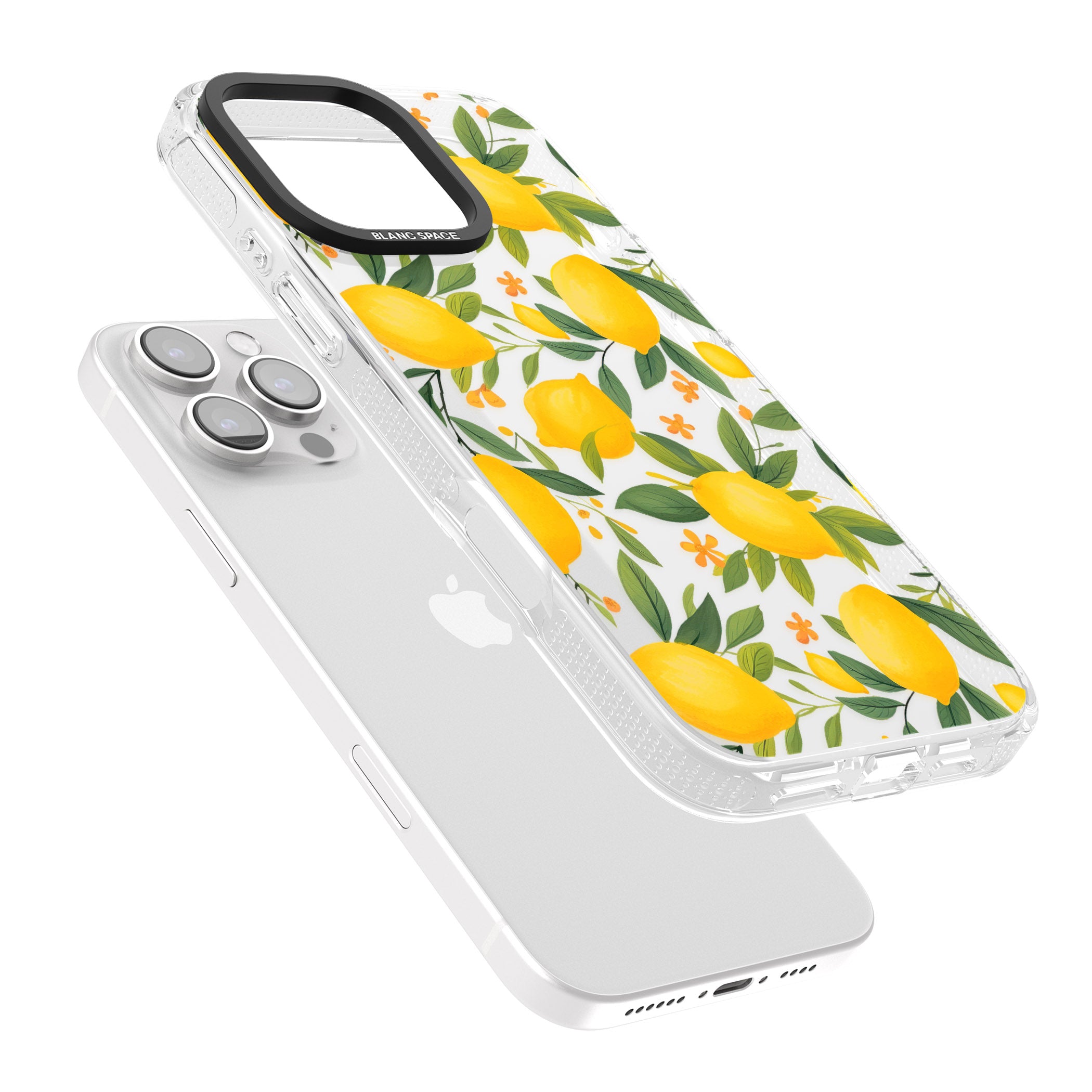Lemon Pattern iPhone 16 Pro Max / 16 Pro Clear Case Impact Air - Blanc Space