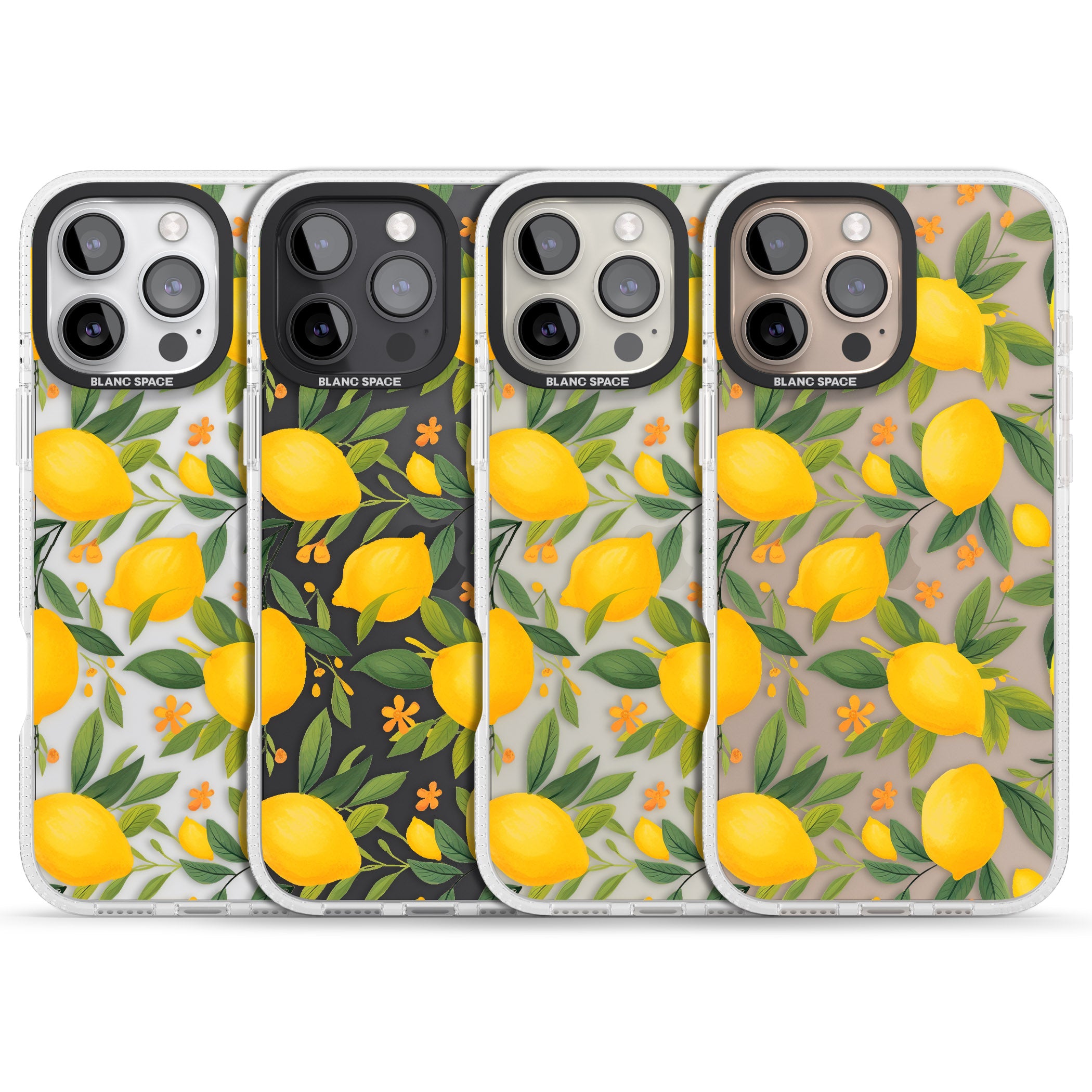 Lemon Pattern iPhone 16 Pro Max / 16 Pro Clear Case Impact Air - Blanc Space