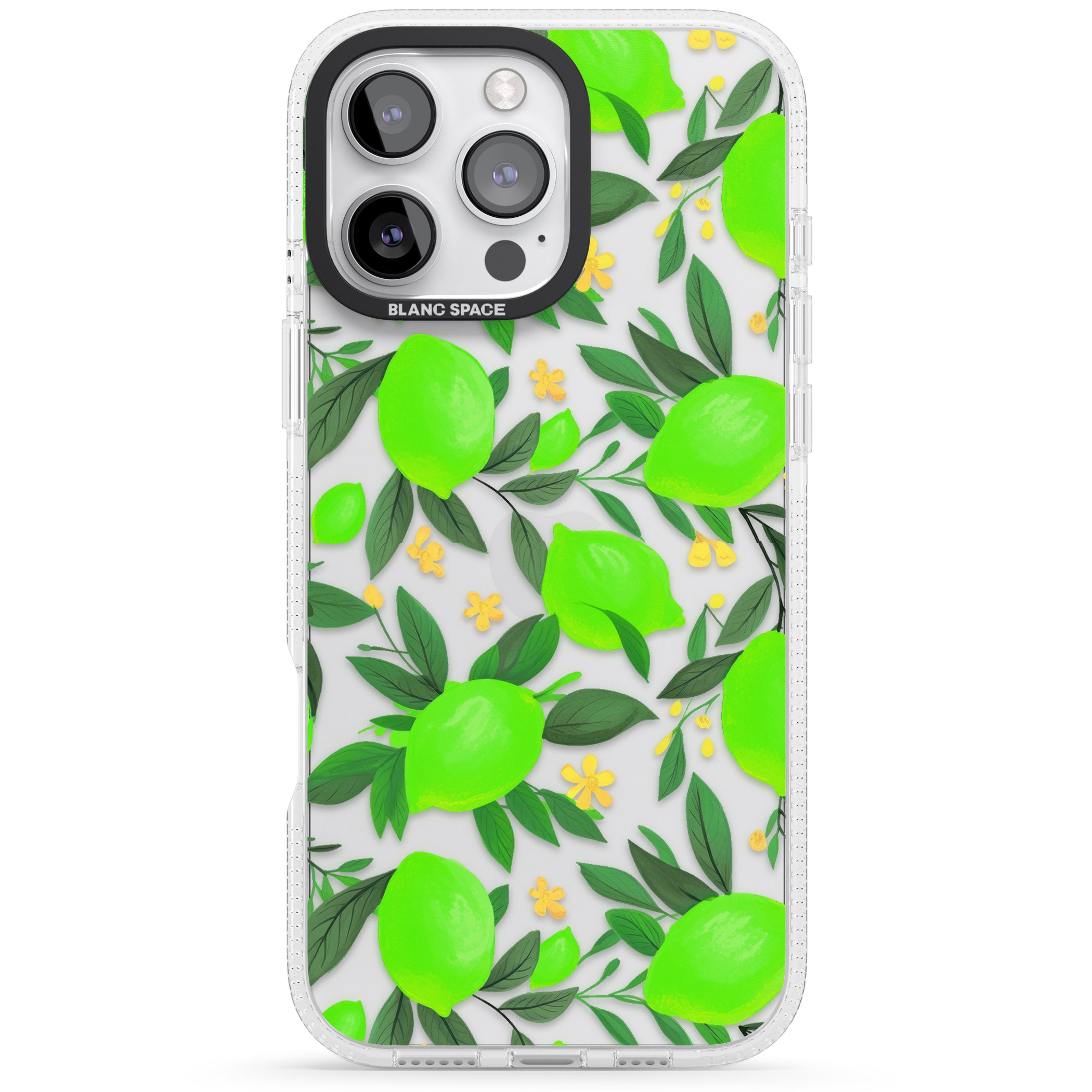 Lime Pattern iPhone 16 Pro Max / 16 Pro Clear Case Impact Air - Blanc Space