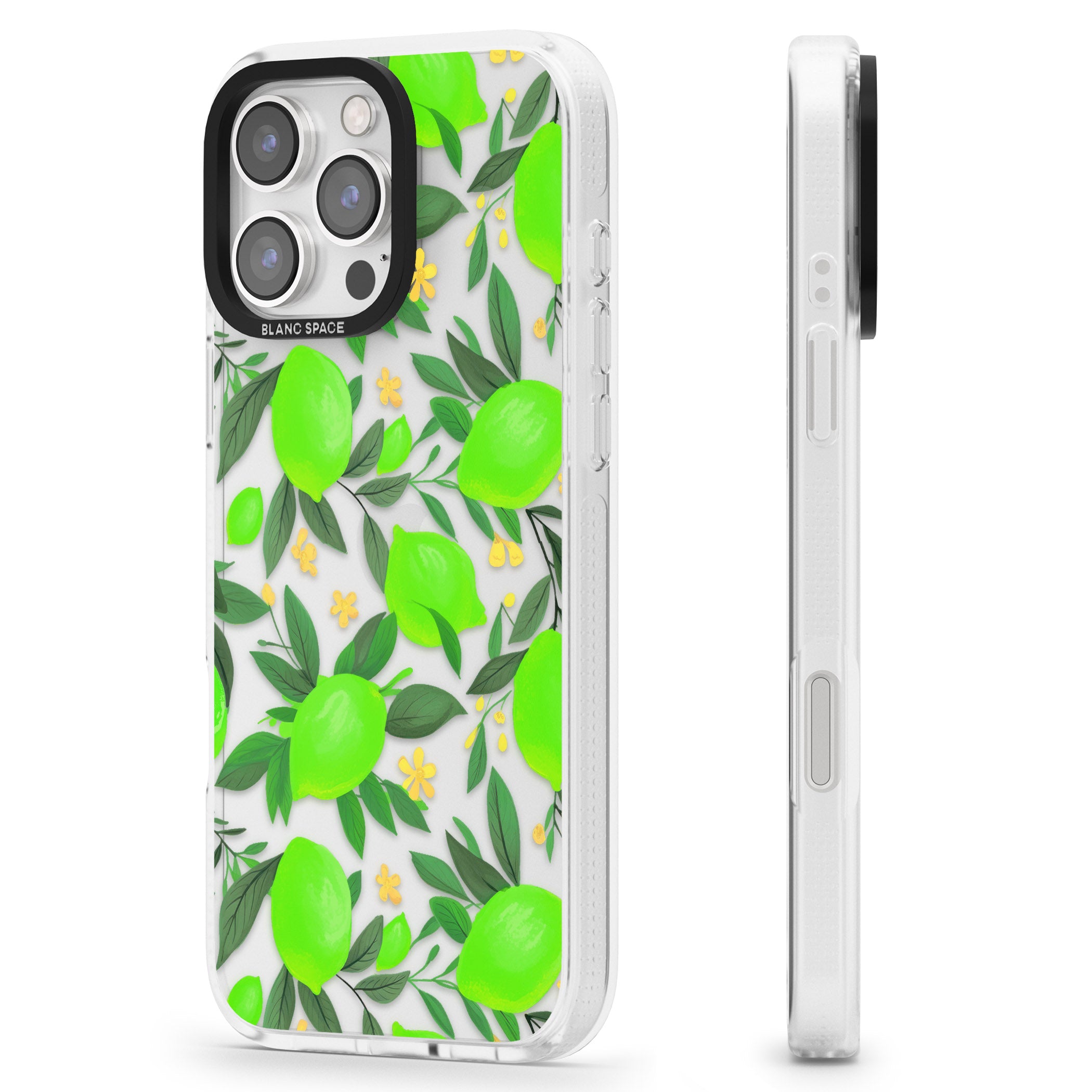 Lime Pattern iPhone 16 Pro Max / 16 Pro Clear Case Impact Air - Blanc Space