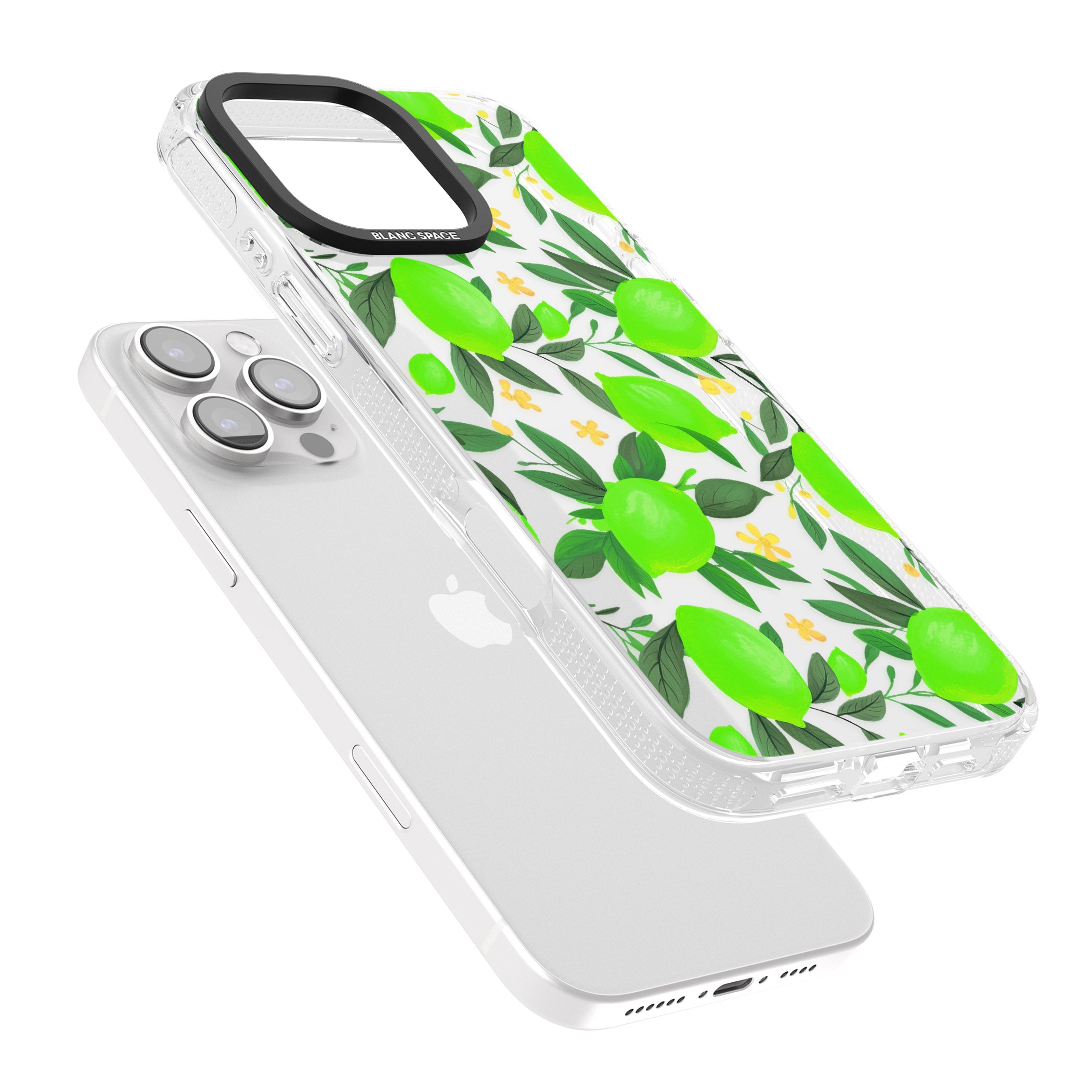 Lime Pattern iPhone 16 Pro Max / 16 Pro Clear Case Impact Air - Blanc Space