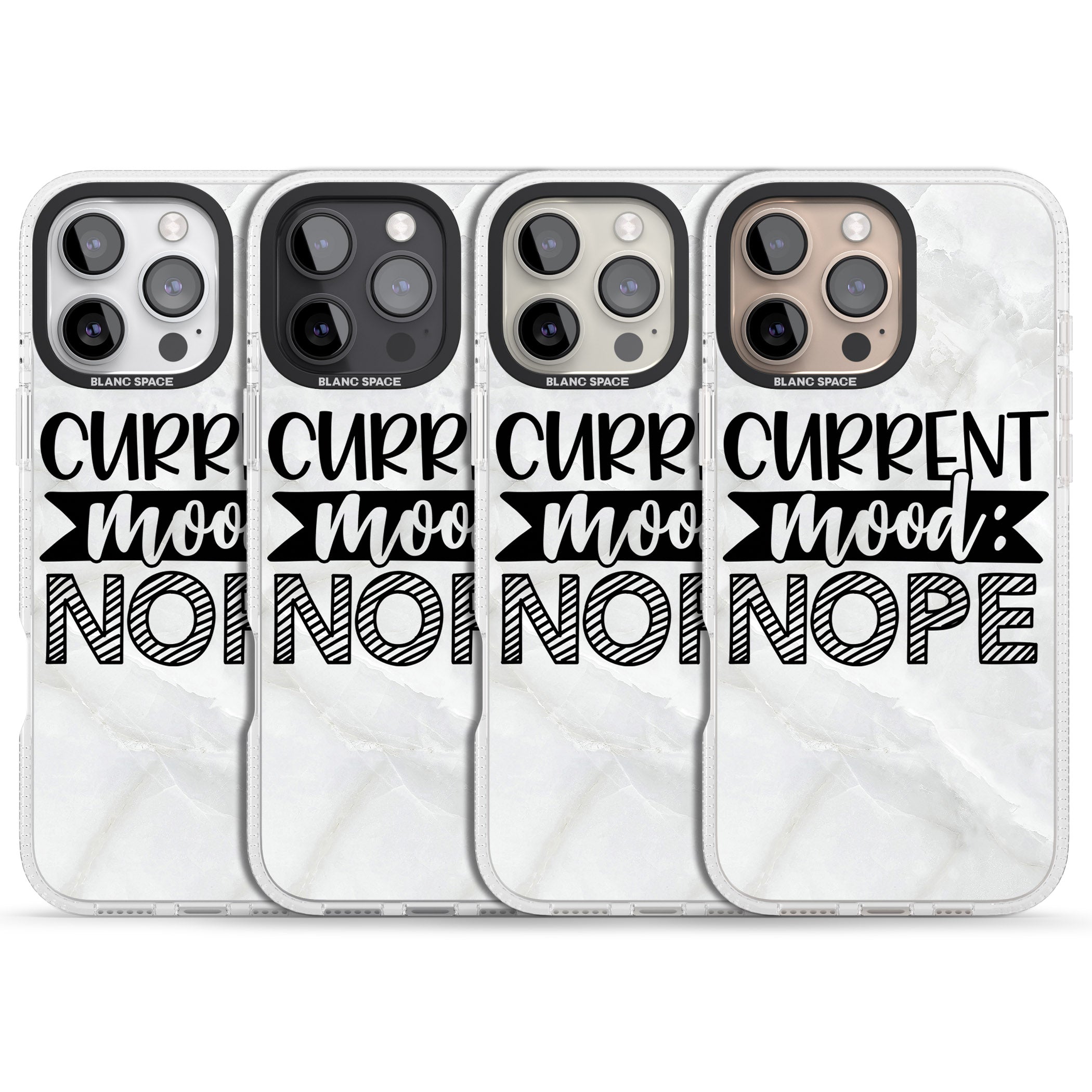 Current Mood NOPE iPhone 16 Pro Max / 16 Pro Clear Case Impact Air - Blanc Space