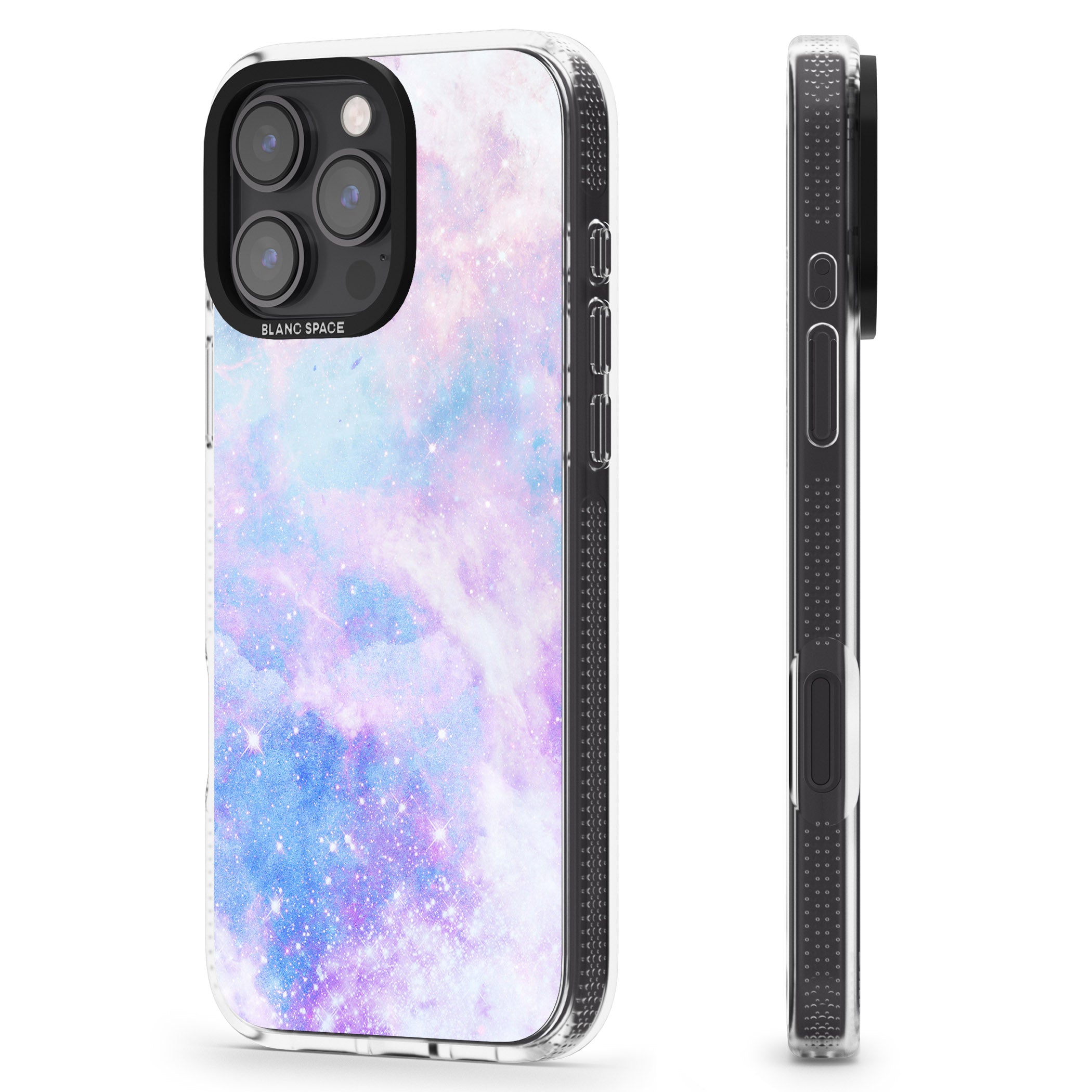 Light Blue Galaxy Pattern Design iPhone 16 Pro Max / 16 Pro Clear Case Impact Air - Blanc Space