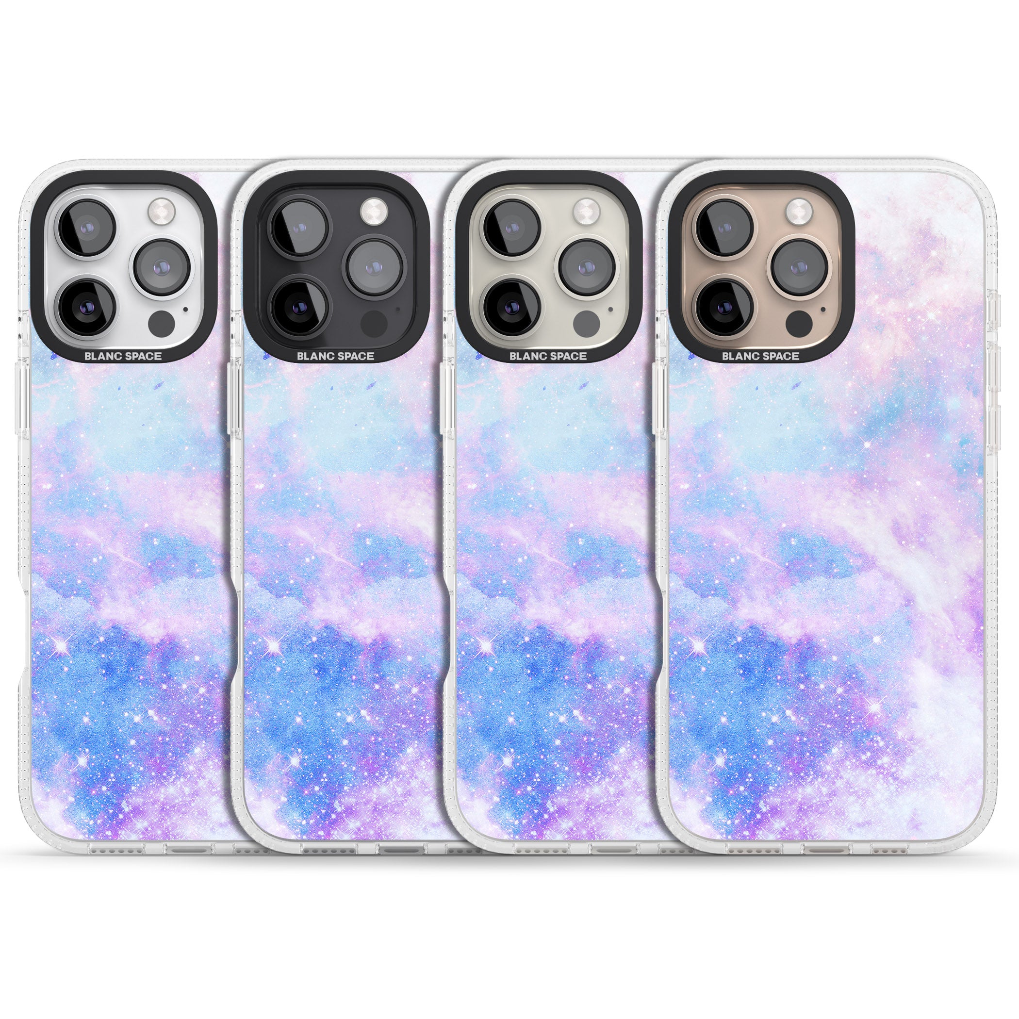 Light Blue Galaxy Pattern Design iPhone 16 Pro Max / 16 Pro Clear Case Impact Air - Blanc Space