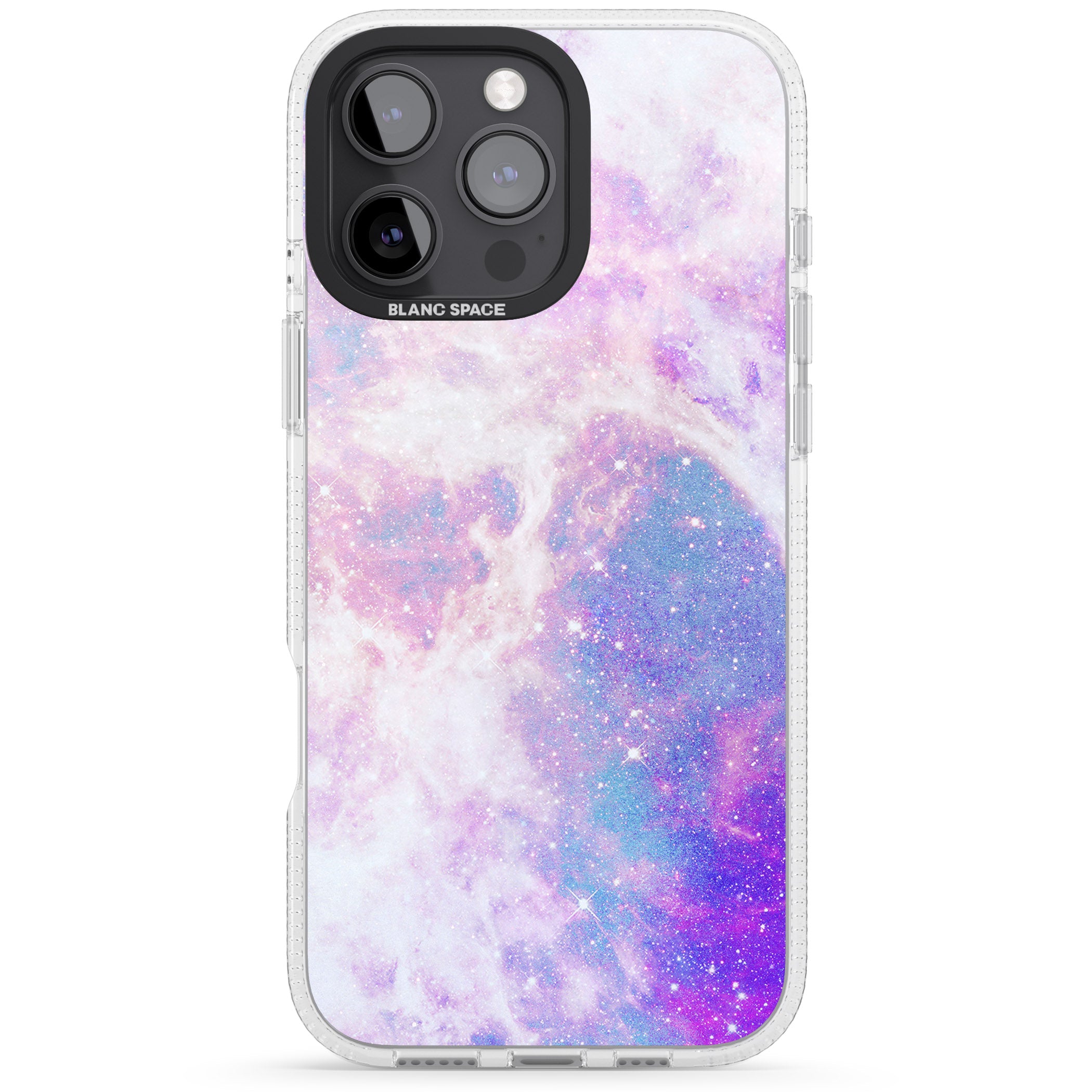 Purple & Blue Galaxy Pattern Design iPhone 16 Pro Max / 16 Pro Clear Case Impact Air - Blanc Space