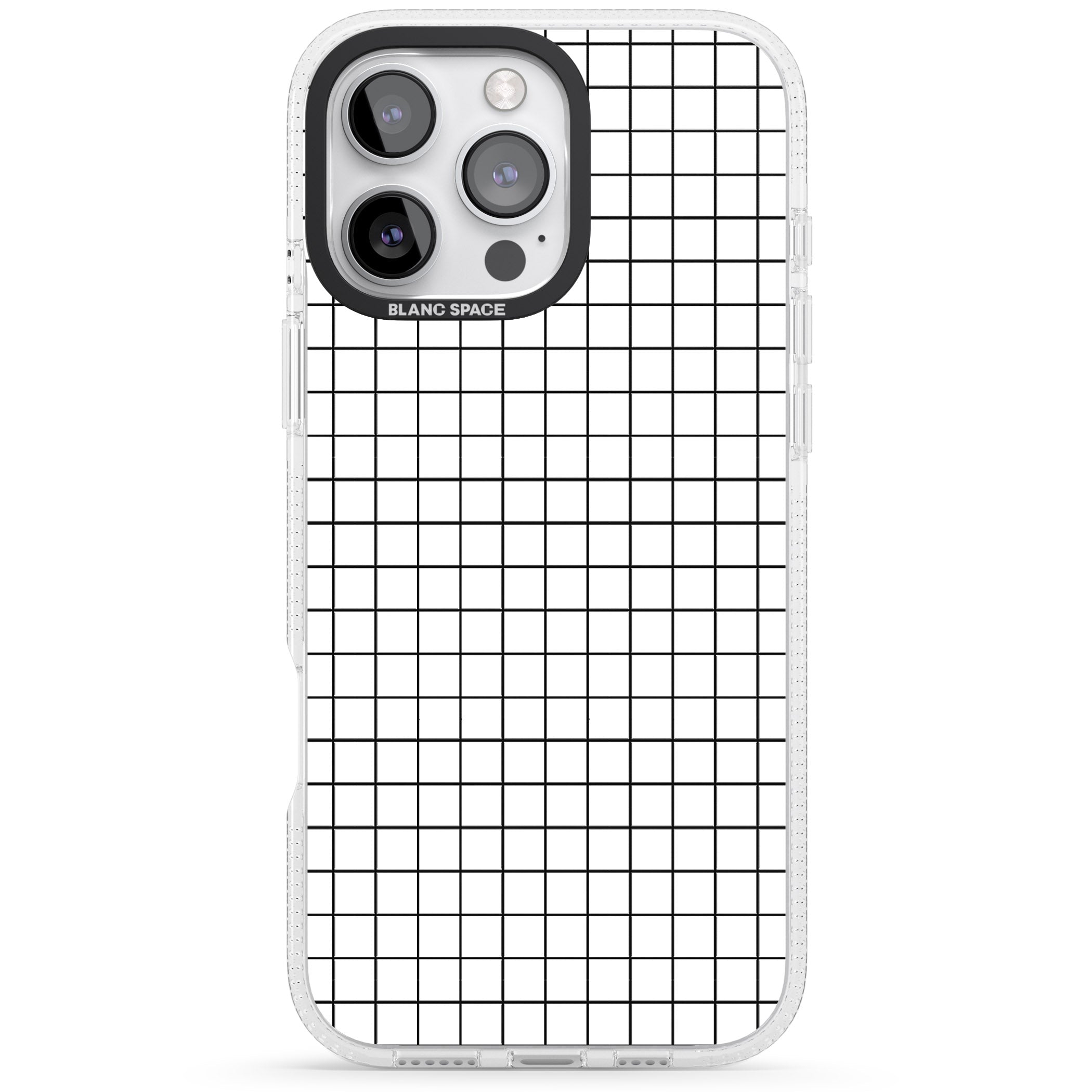 Simplistic Small Grid Designs White iPhone 16 Pro Max / 16 Pro Clear Case Impact Air - Blanc Space