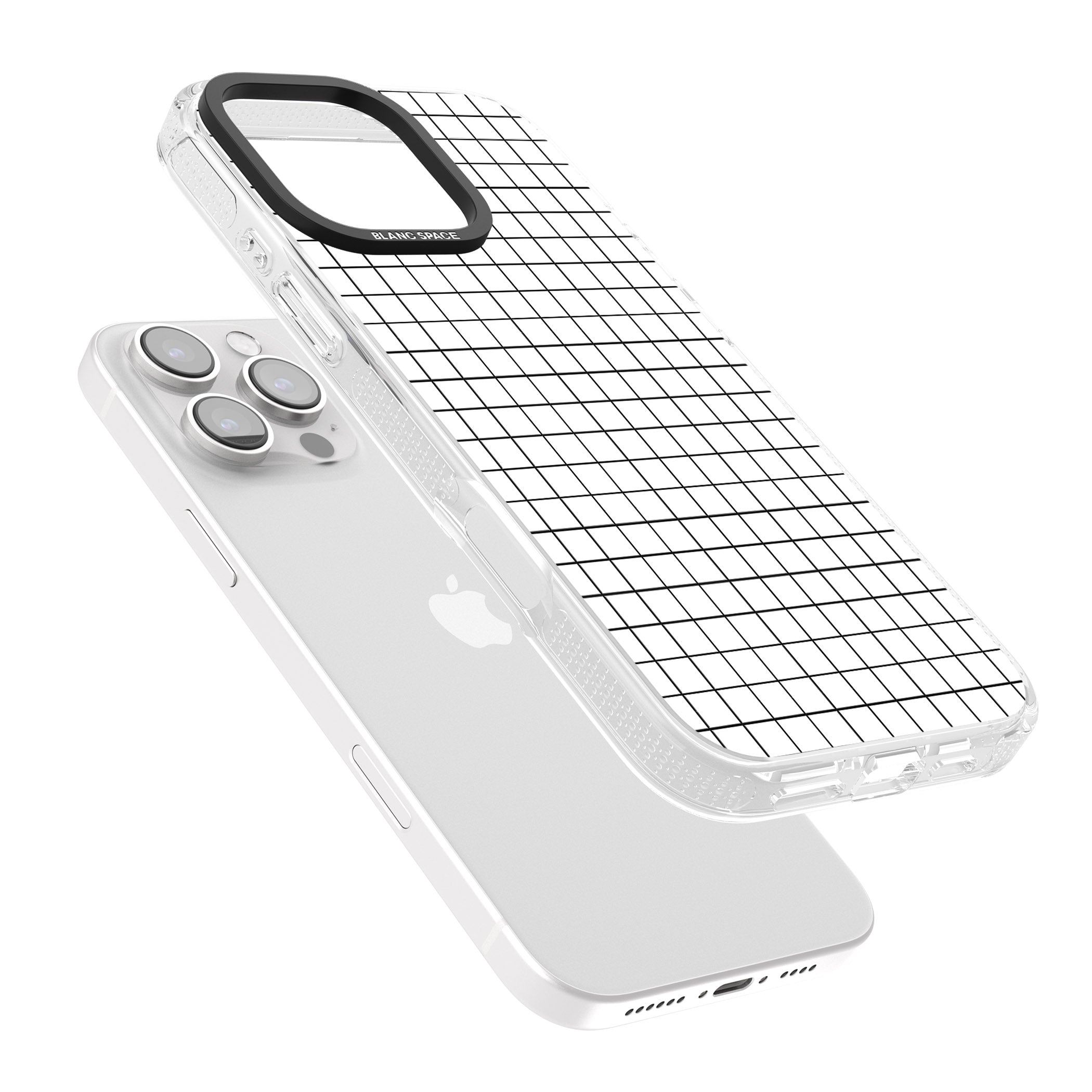 Simplistic Small Grid Designs White iPhone 16 Pro Max / 16 Pro Clear Case Impact Air - Blanc Space