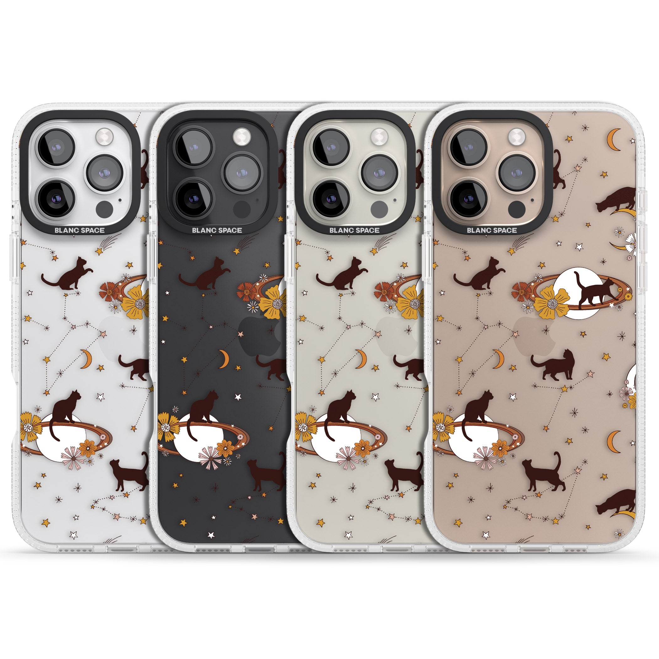 Halloween Cats and Astrology iPhone 16 Pro Max / 16 Pro Clear Case Impact Air - Blanc Space