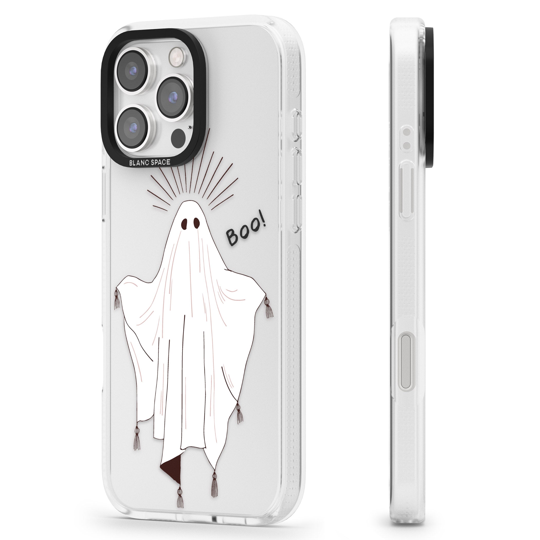 BOO! iPhone 16 Pro Max / 16 Pro Clear Case Impact Air - Blanc Space
