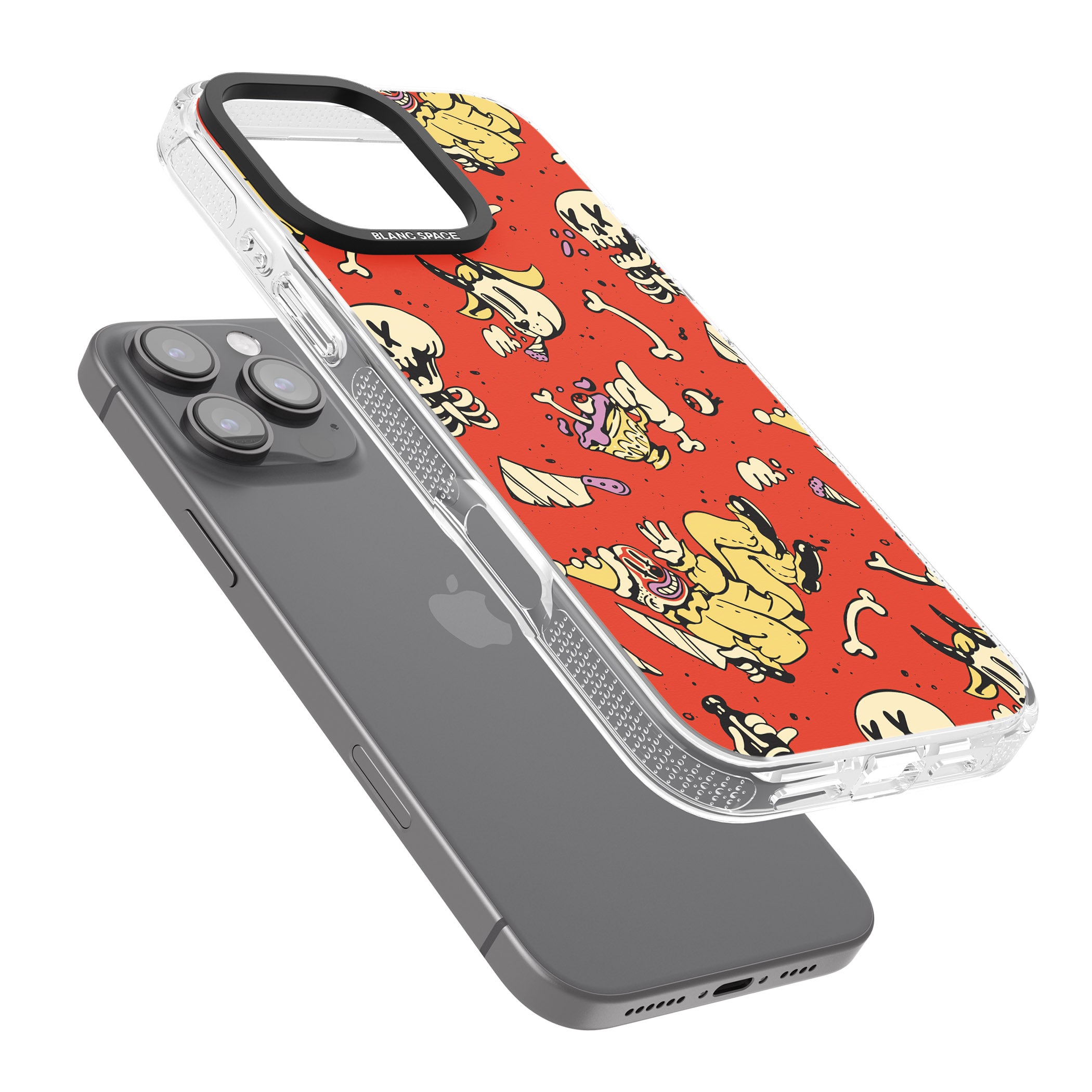 Red Retro Halloween Pattern iPhone 16 Pro Max / 16 Pro Clear Case Impact Air - Blanc Space