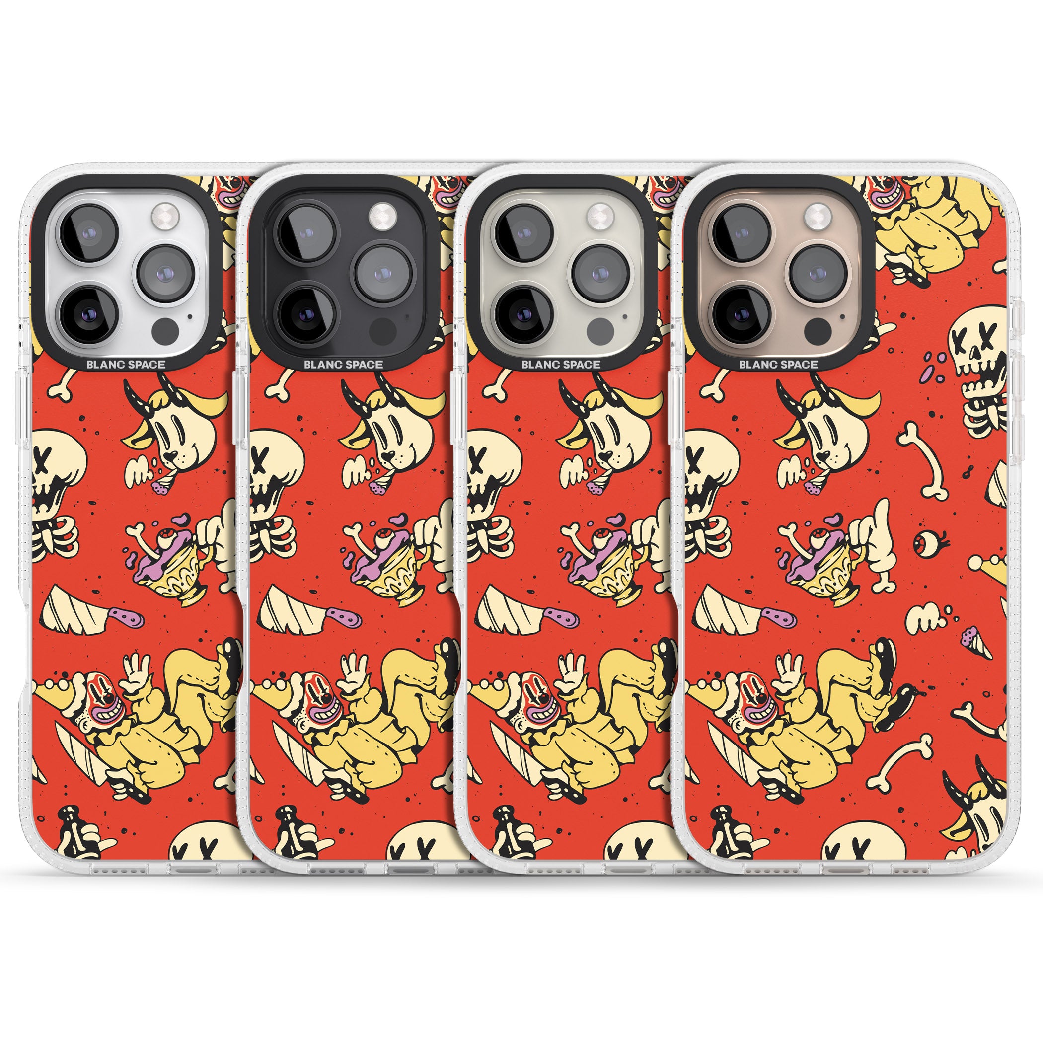 Red Retro Halloween Pattern iPhone 16 Pro Max / 16 Pro Clear Case Impact Air - Blanc Space