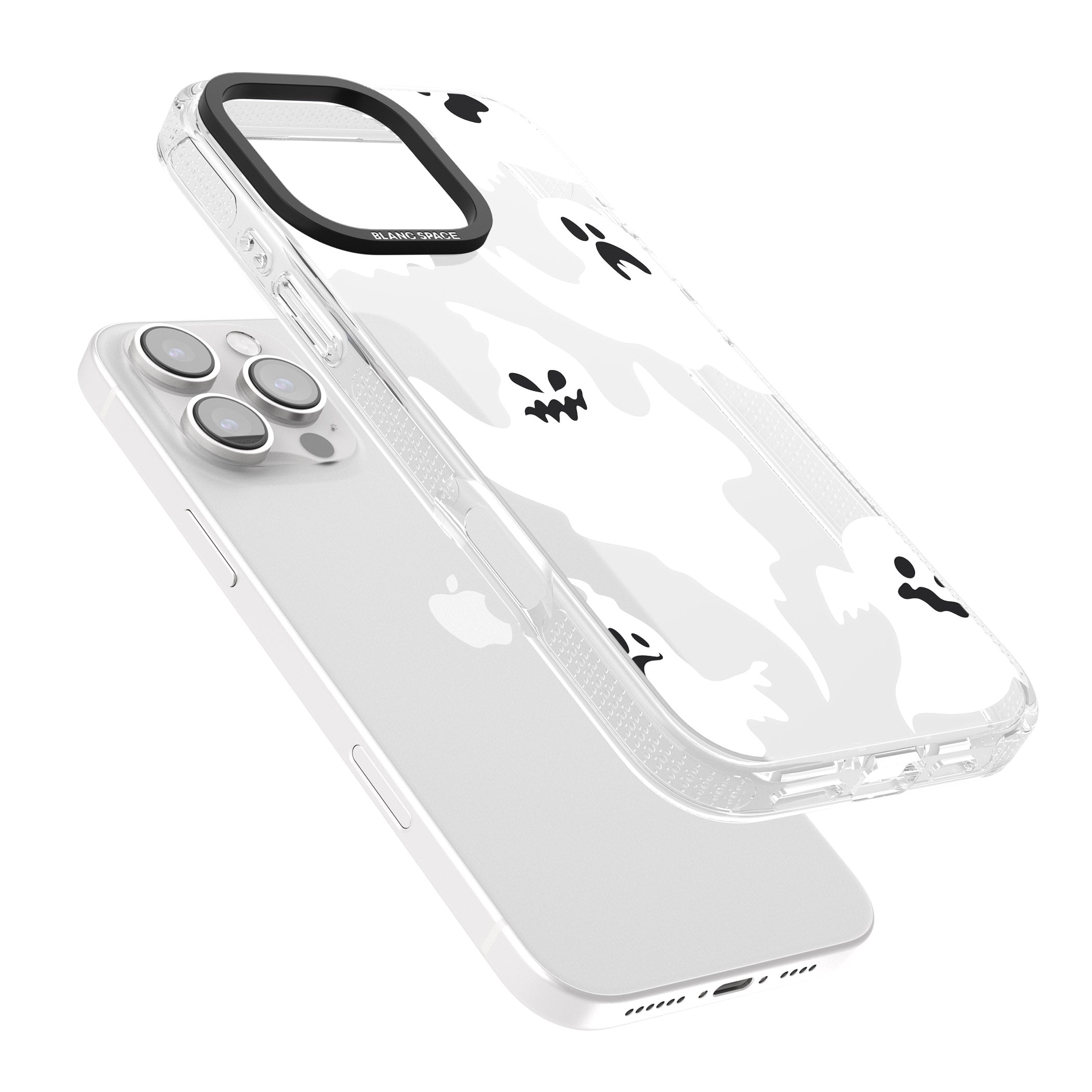 Ghost Pattern iPhone 16 Pro Max / 16 Pro Clear Case Impact Air - Blanc Space