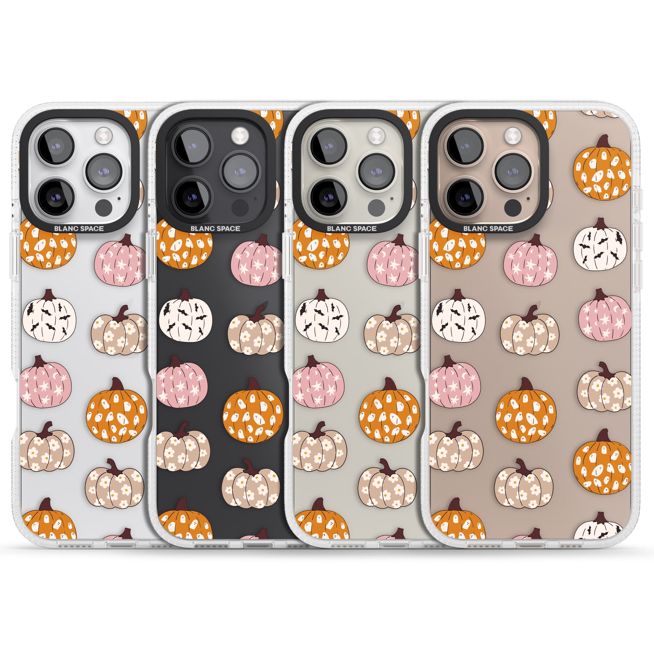Floral Pumpkins iPhone 16 Pro Max / 16 Pro Clear Case Impact Air - Blanc Space