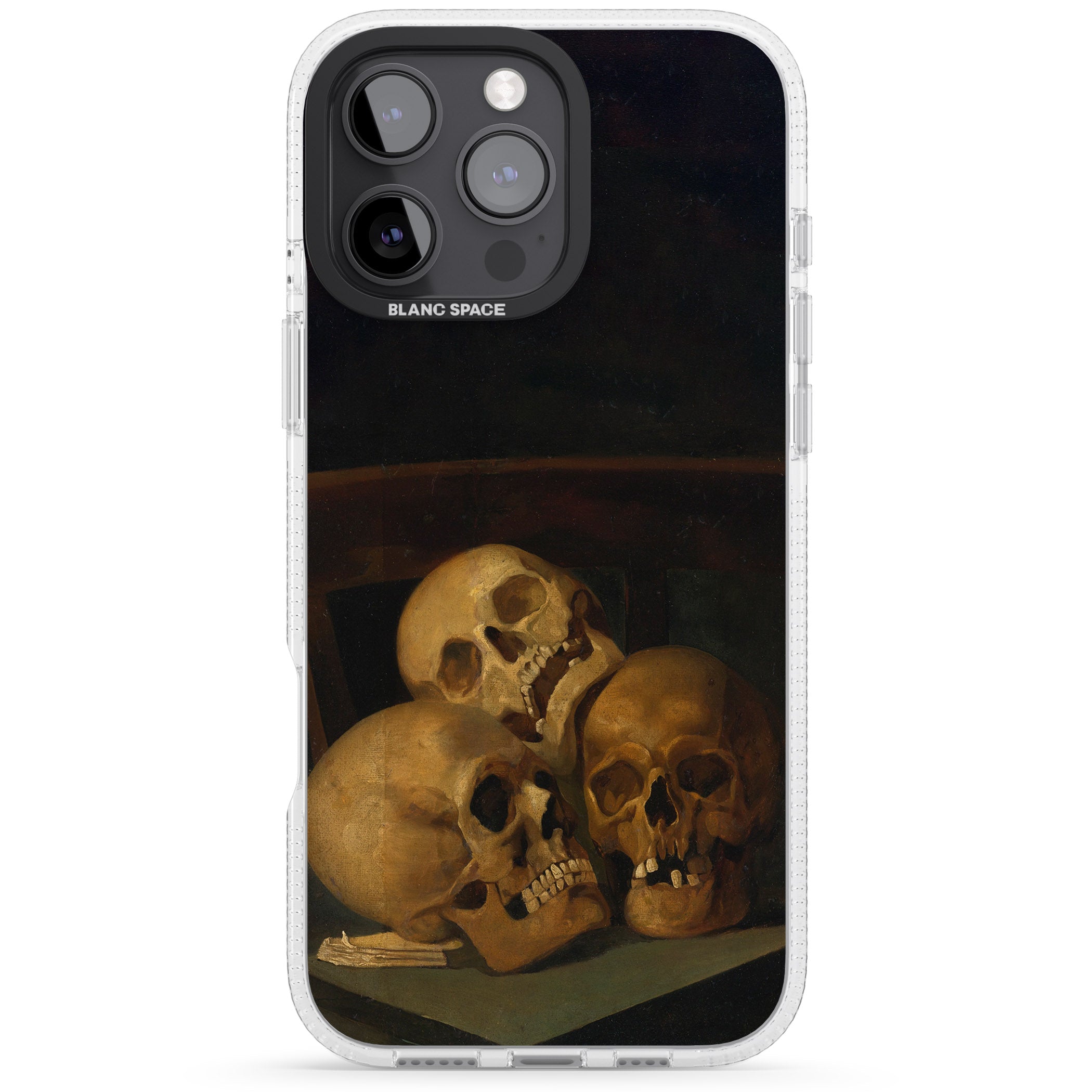 Still Life of Three Skulls iPhone 16 Pro Max / 16 Pro Clear Case Impact Air - Blanc Space