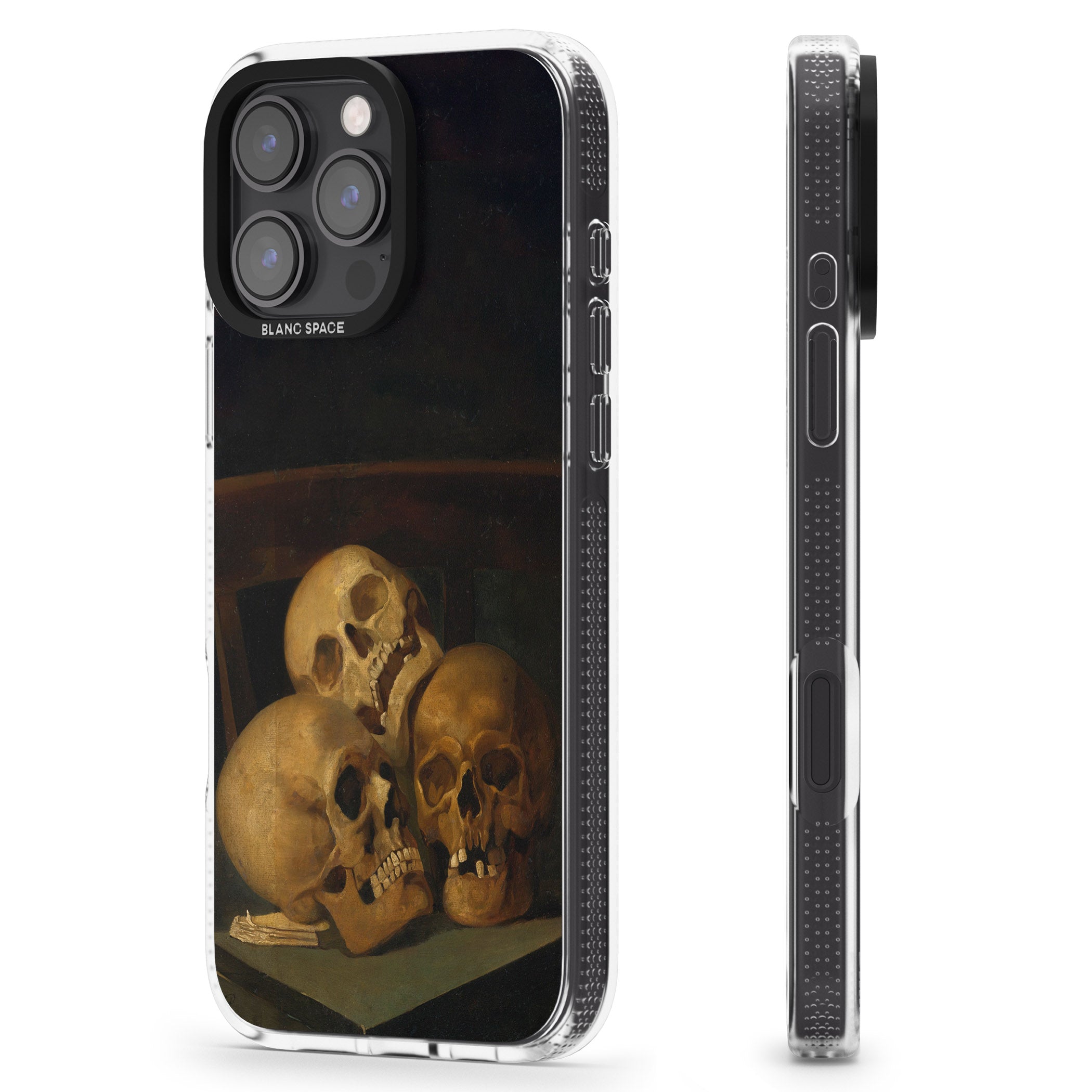 Still Life of Three Skulls iPhone 16 Pro Max / 16 Pro Clear Case Impact Air - Blanc Space
