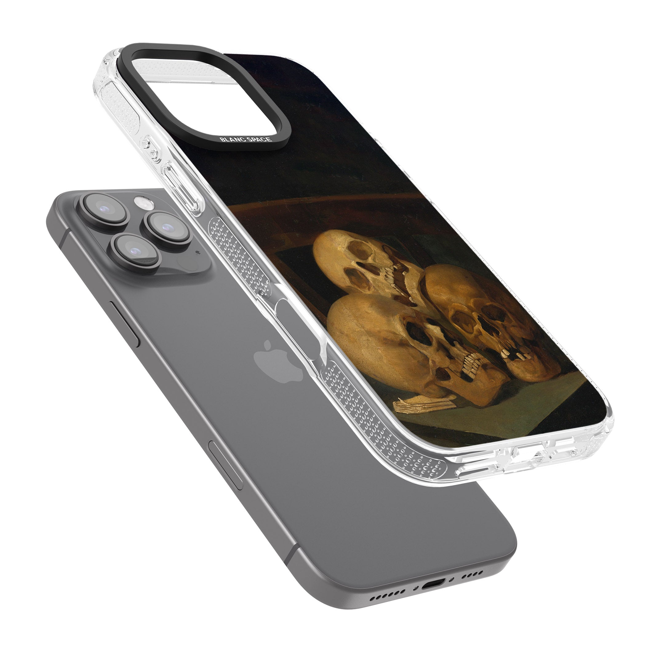 Still Life of Three Skulls iPhone 16 Pro Max / 16 Pro Clear Case Impact Air - Blanc Space
