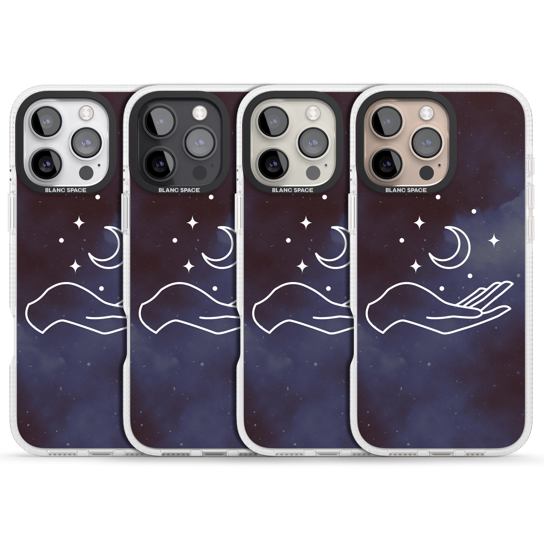 Floating Moon Above Hand iPhone 16 Pro Max / 16 Pro Clear Case Impact Air - Blanc Space