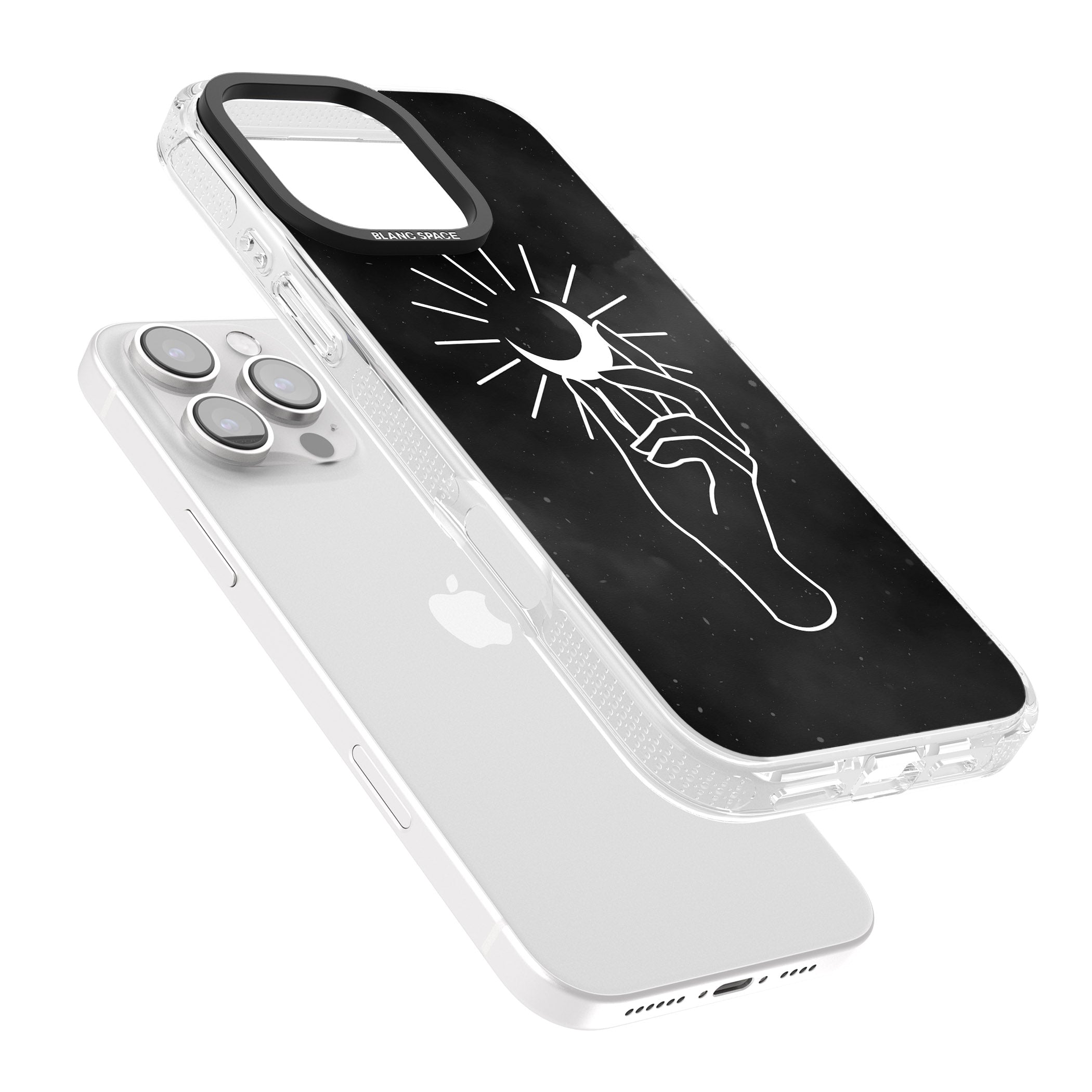 Hand Holding Moon iPhone 16 Pro Max / 16 Pro Clear Case Impact Air - Blanc Space