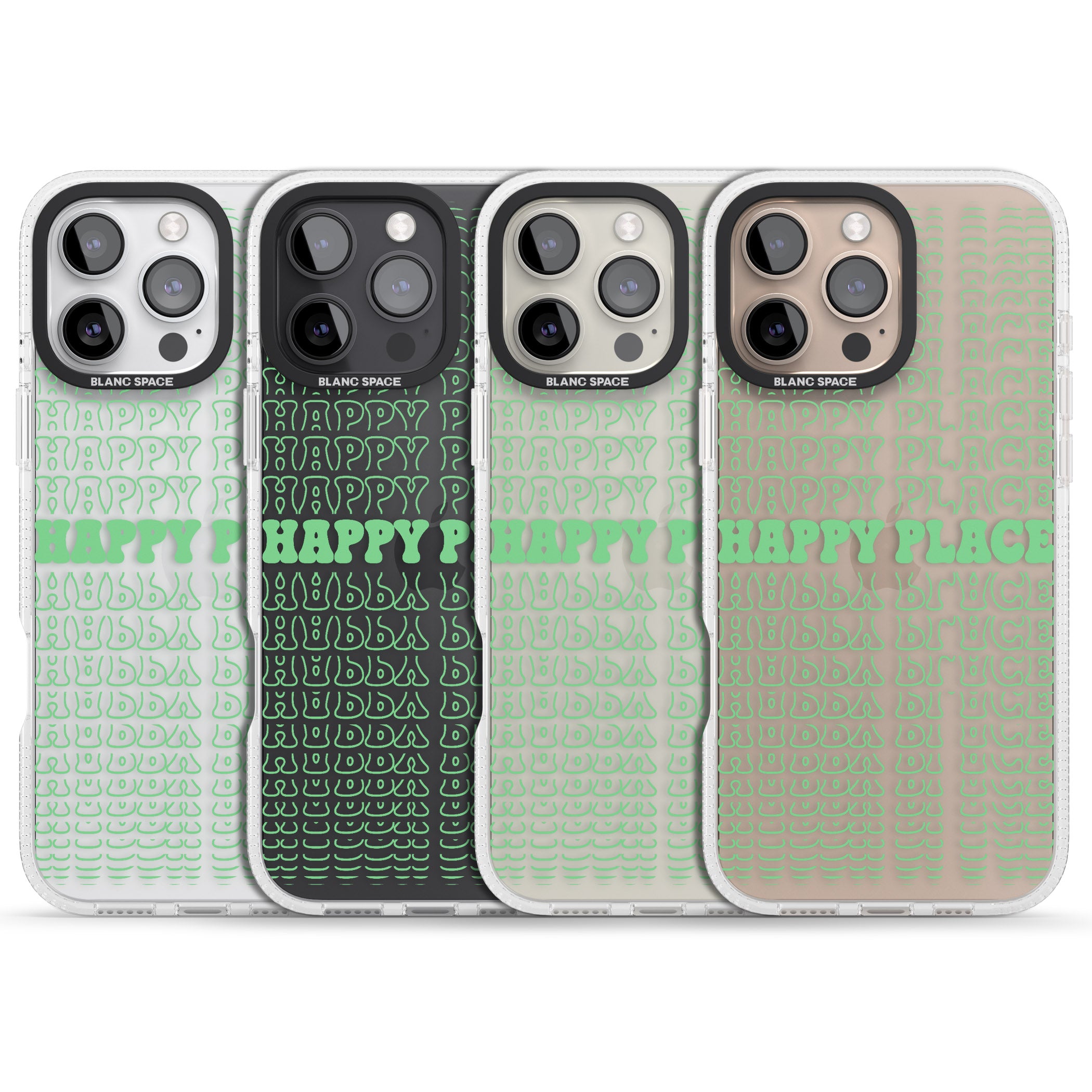 Happy Place (Green) iPhone 16 Pro Max / 16 Pro Clear Case Impact Air - Blanc Space
