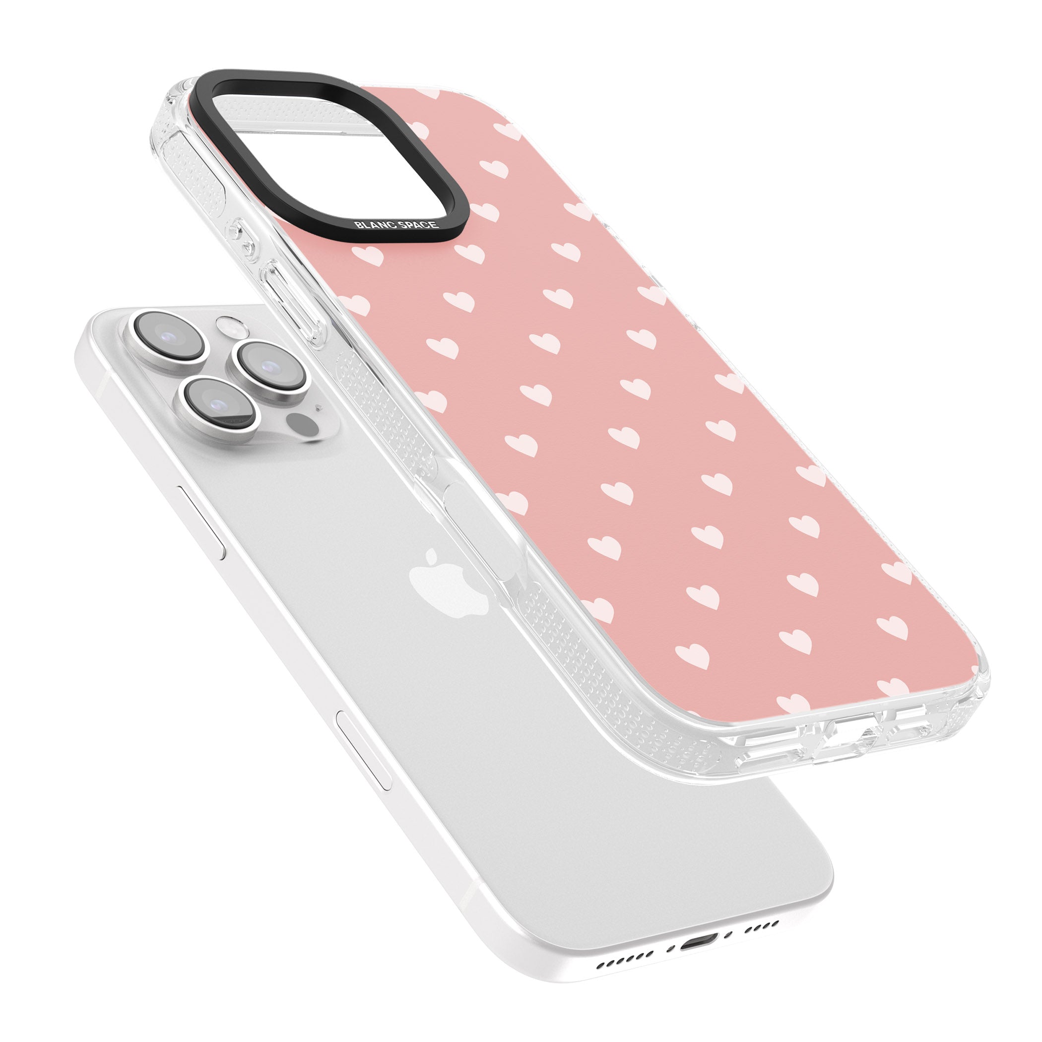 Small Heart Pattern: Pink iPhone 16 Pro Max / 16 Pro Clear Case Impact Air - Blanc Space