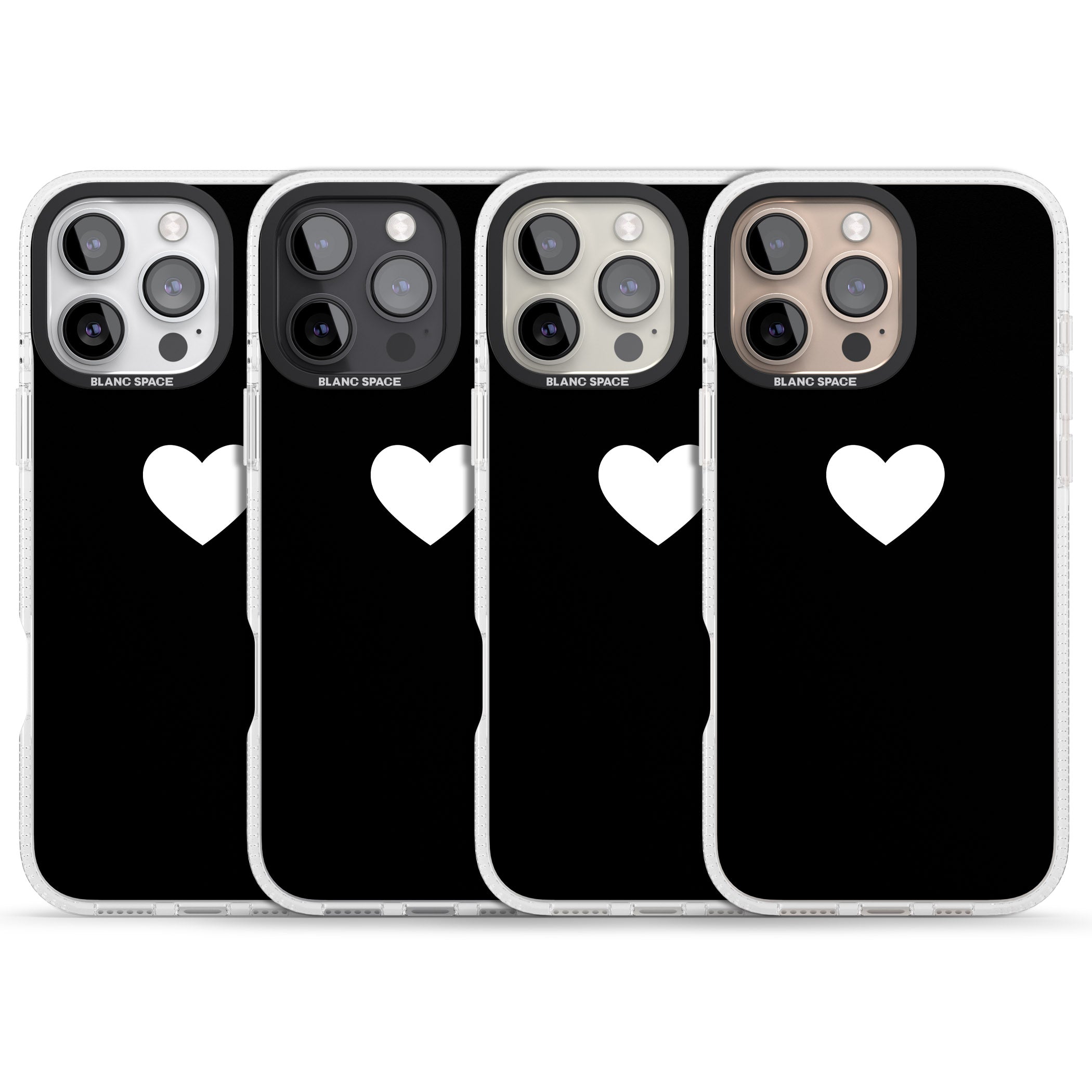 Single Heart Design: White & iPhone 16 Pro Max / 16 Pro Clear Case Impact Air - Blanc Space