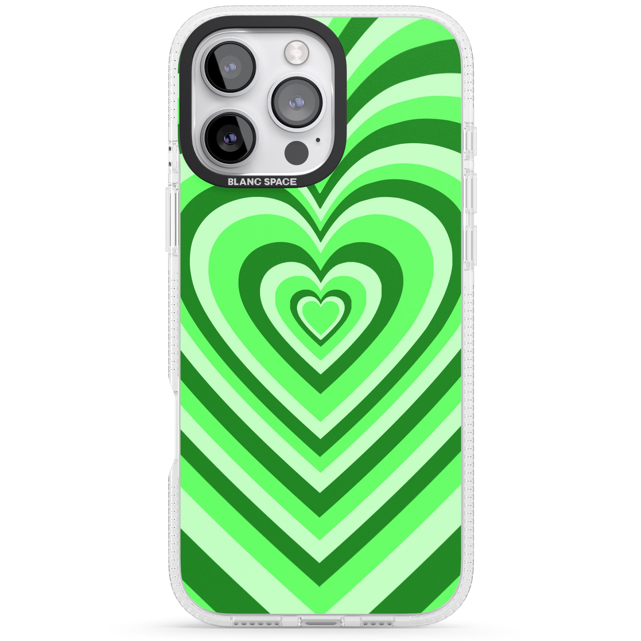 Green Heart Illusion iPhone 16 Pro Max / 16 Pro Clear Case Impact Air - Blanc Space