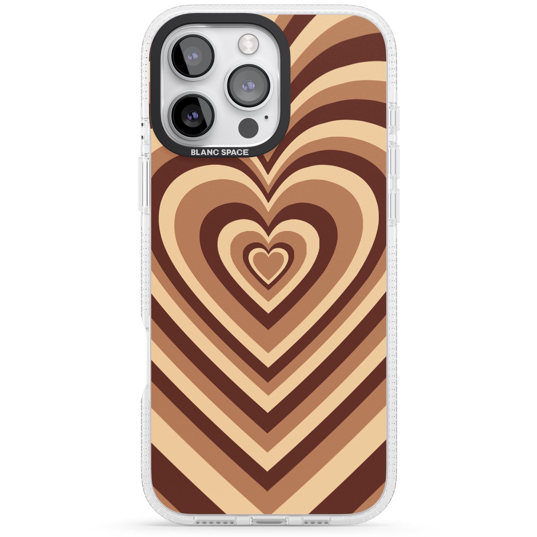 Latte Heart Illusion iPhone 16 Pro Max / 16 Pro Clear Case Impact Air - Blanc Space