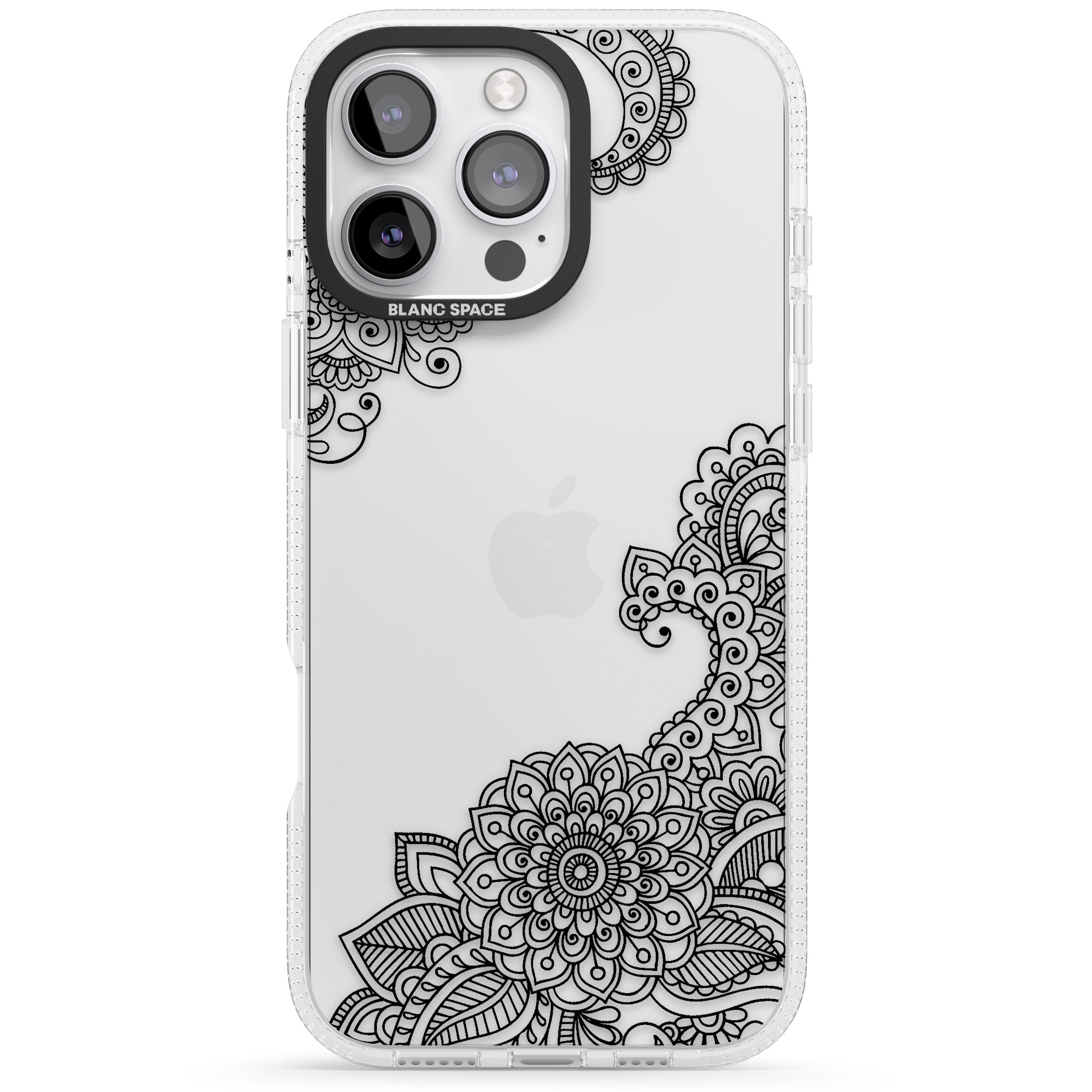 Black Henna Botanicals iPhone 16 Pro Max / 16 Pro Clear Case Impact Air - Blanc Space