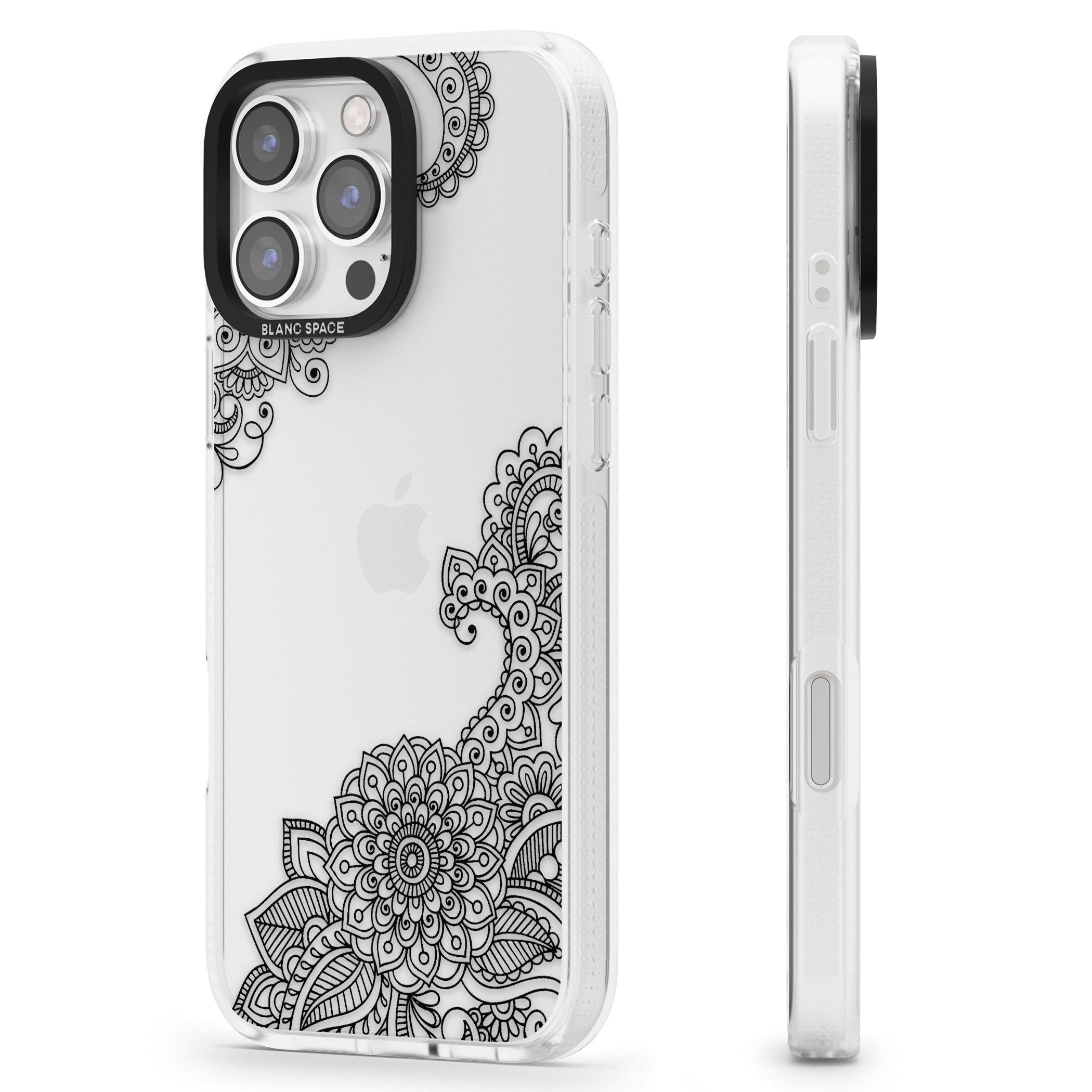 Black Henna Botanicals iPhone 16 Pro Max / 16 Pro Clear Case Impact Air - Blanc Space