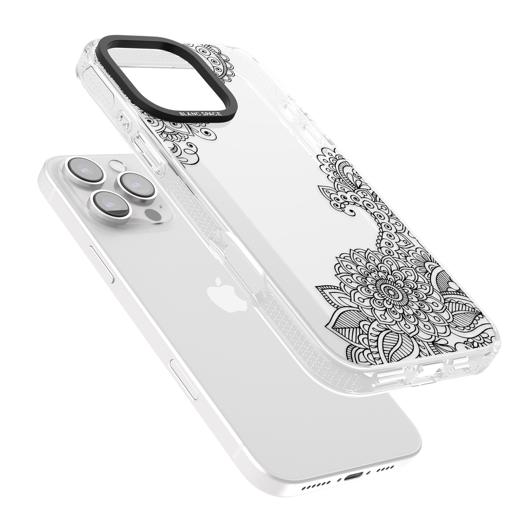 Black Henna Botanicals iPhone 16 Pro Max / 16 Pro Clear Case Impact Air - Blanc Space