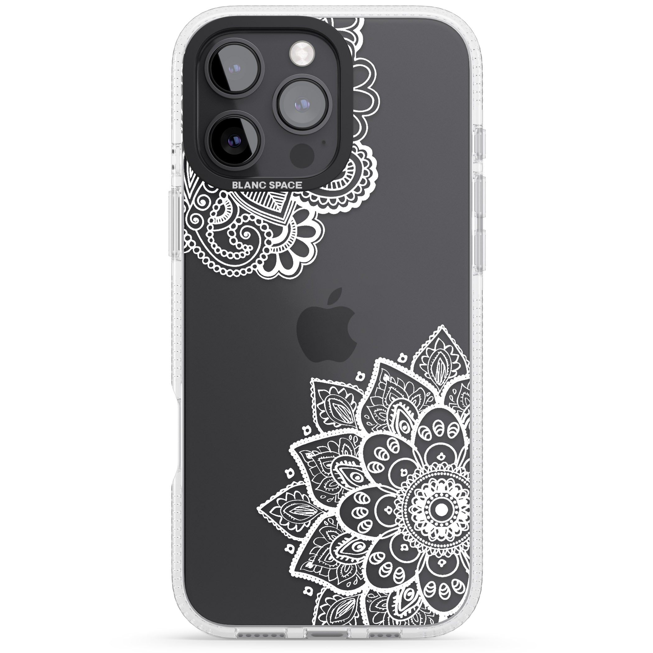 White Henna Florals iPhone 16 Pro Max / 16 Pro Clear Case Impact Air - Blanc Space