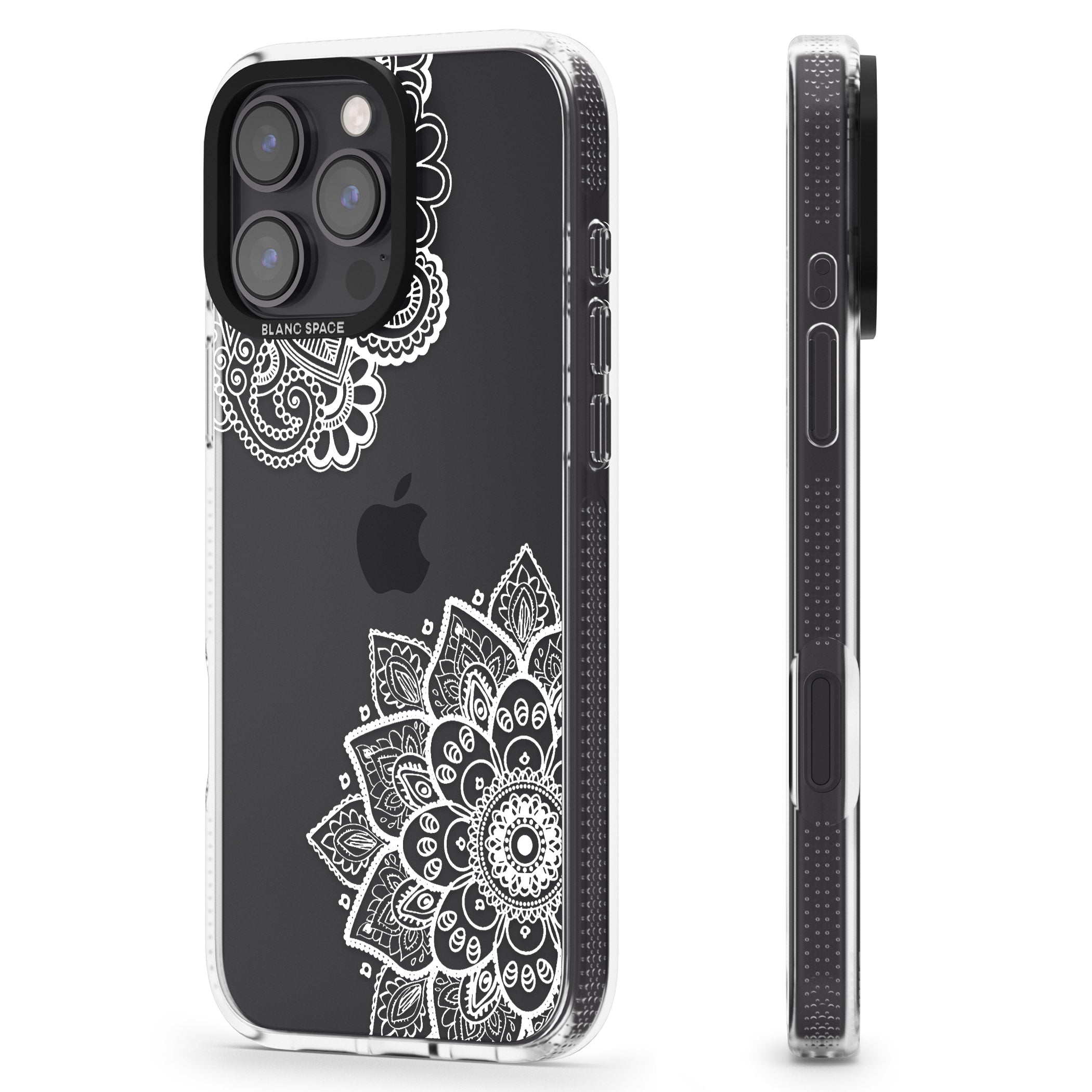 White Henna Florals iPhone 16 Pro Max / 16 Pro Clear Case Impact Air - Blanc Space