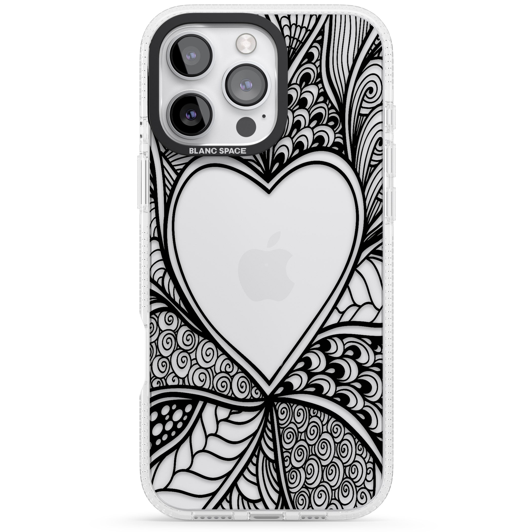 Black Henna Heart iPhone 16 Pro Max / 16 Pro Clear Case Impact Air - Blanc Space