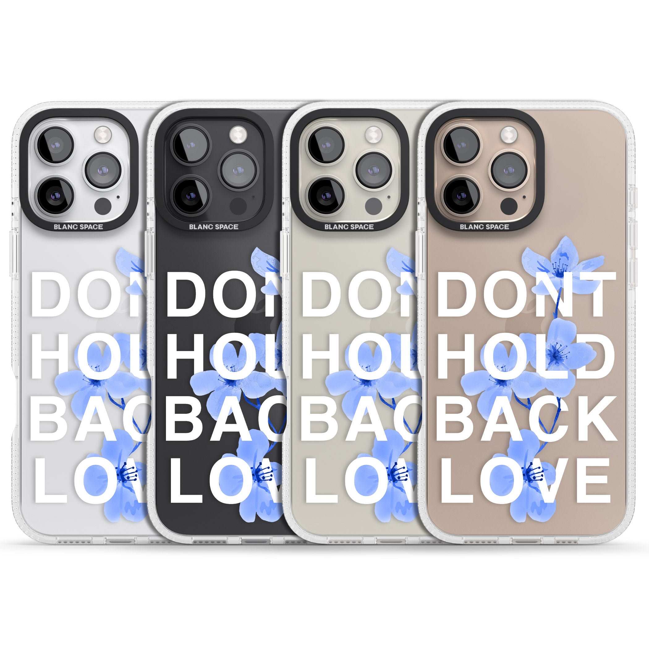 Don't Hold Back Love - Blue & White iPhone 16 Pro Max / 16 Pro Clear Case Impact Air - Blanc Space