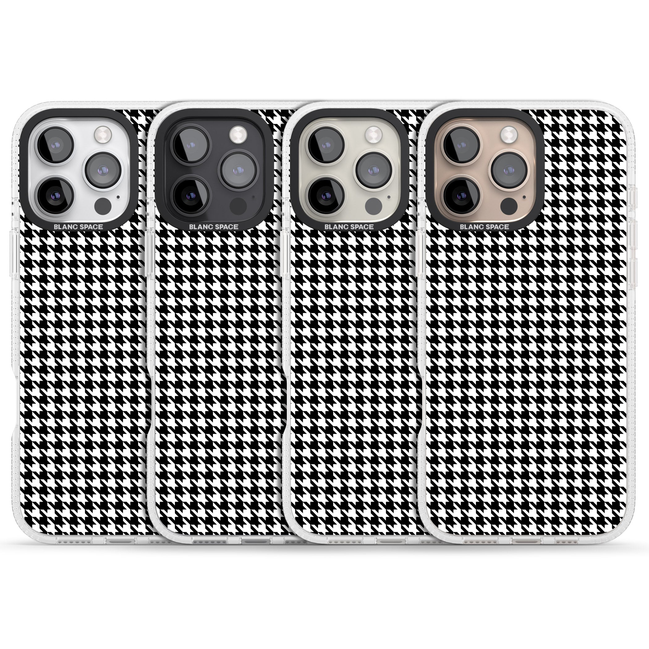 Black Houndstooth Pattern iPhone 16 Pro Max / 16 Pro Clear Case Impact Air - Blanc Space