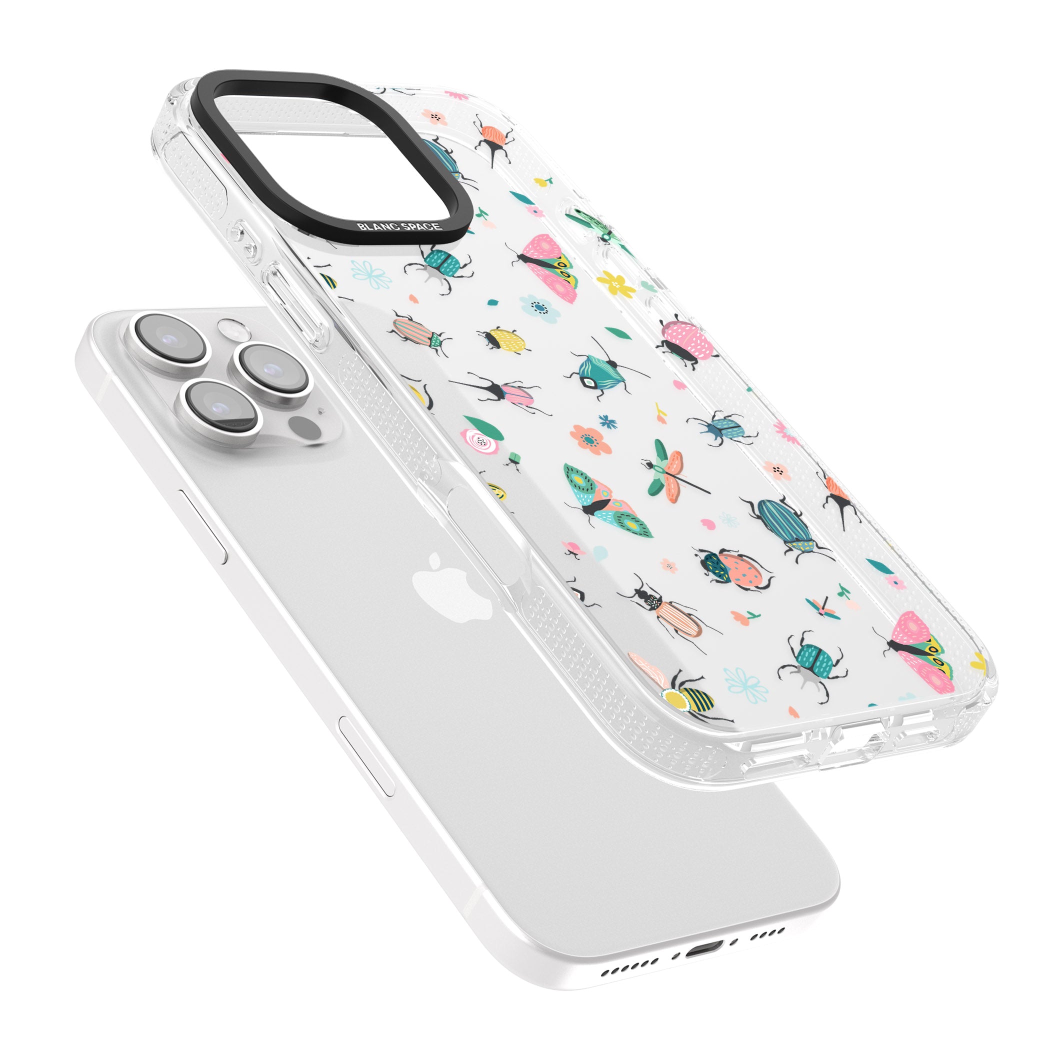 Spring Insects iPhone 16 Pro Max / 16 Pro Clear Case Impact Air - Blanc Space