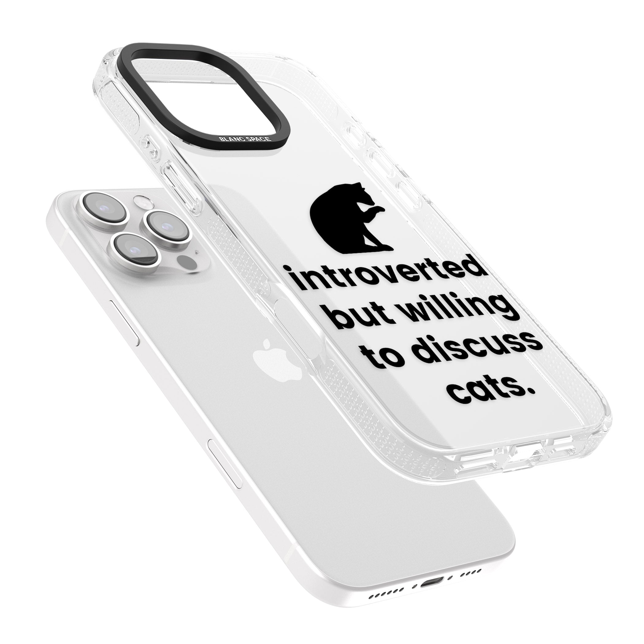 Introverted But Willing To Discuss Cats iPhone 16 Pro Max / 16 Pro Clear Case Impact Air - Blanc Space
