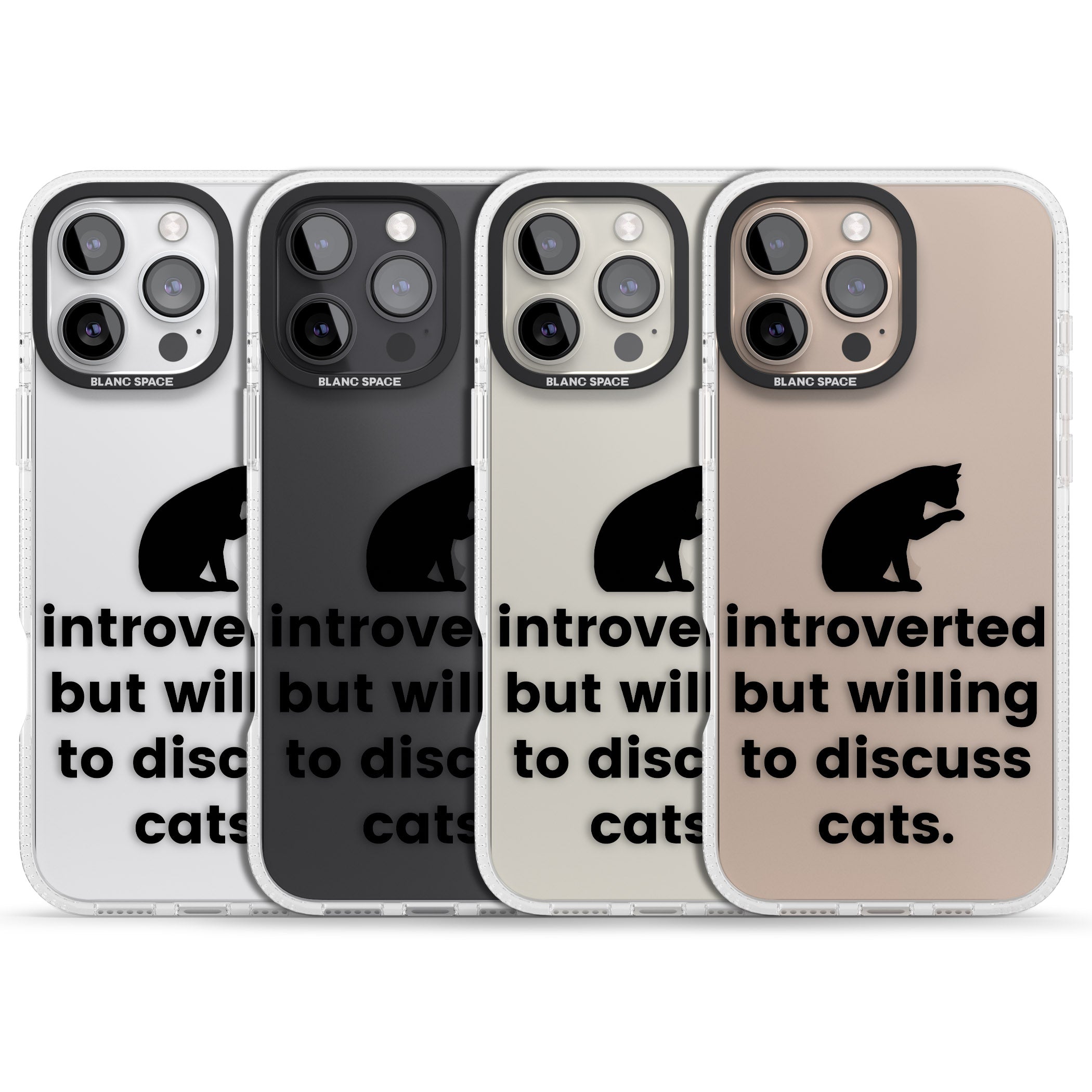 Introverted But Willing To Discuss Cats iPhone 16 Pro Max / 16 Pro Clear Case Impact Air - Blanc Space