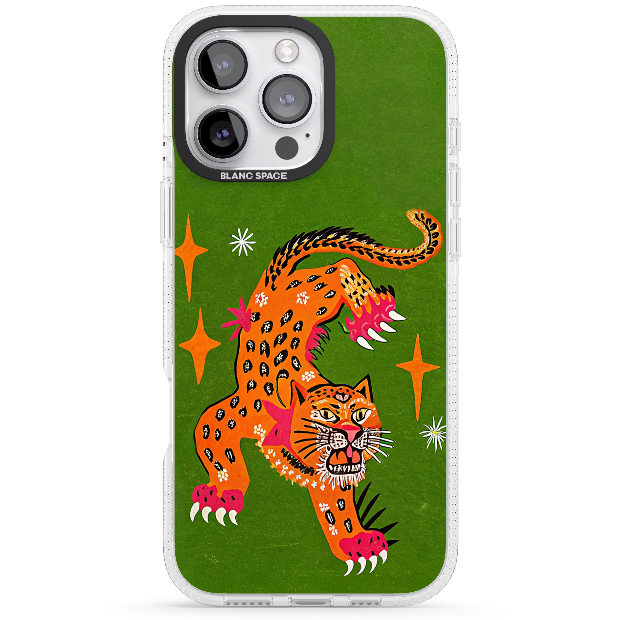 Fierce Jaguar iPhone 16 Pro Max / 16 Pro Clear Case Impact Air - Blanc Space