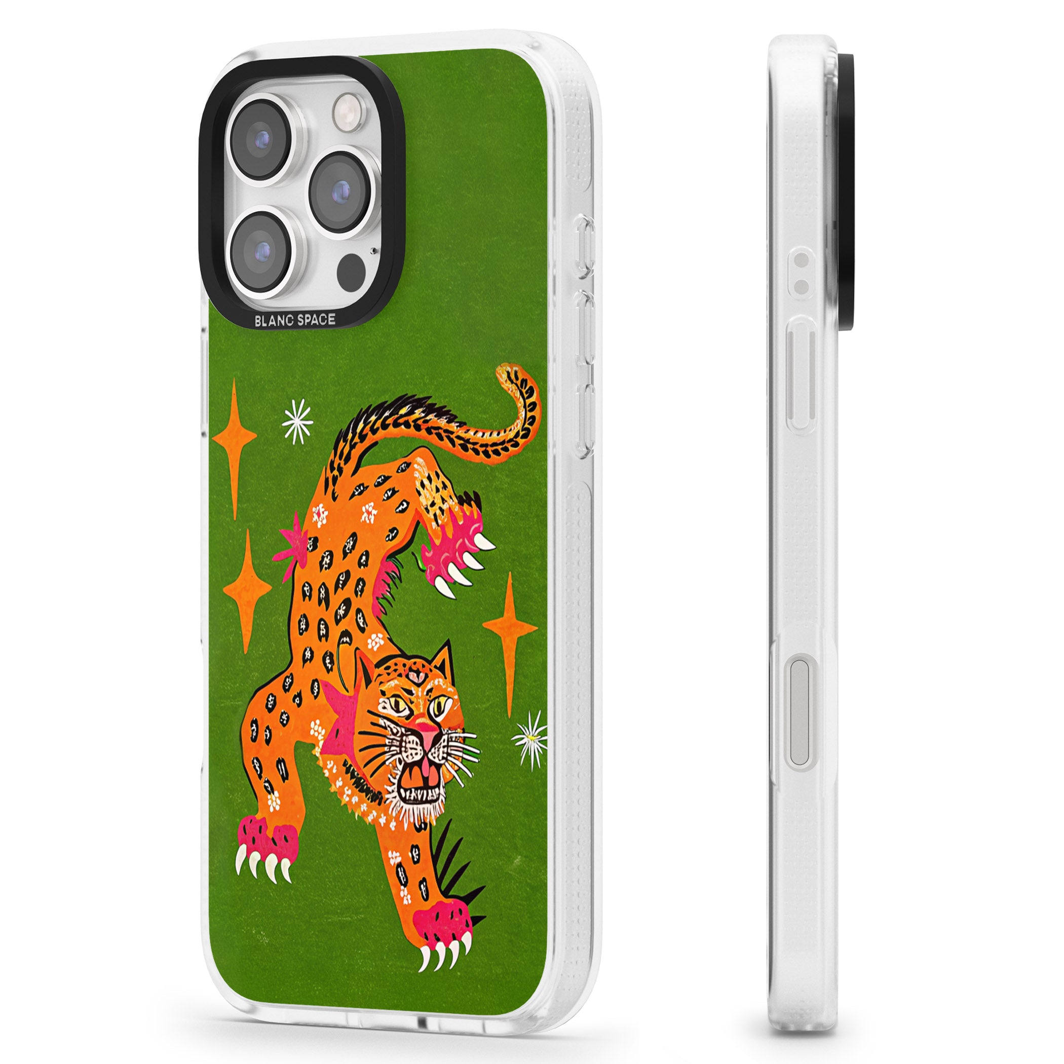 Fierce Jaguar iPhone 16 Pro Max / 16 Pro Clear Case Impact Air - Blanc Space