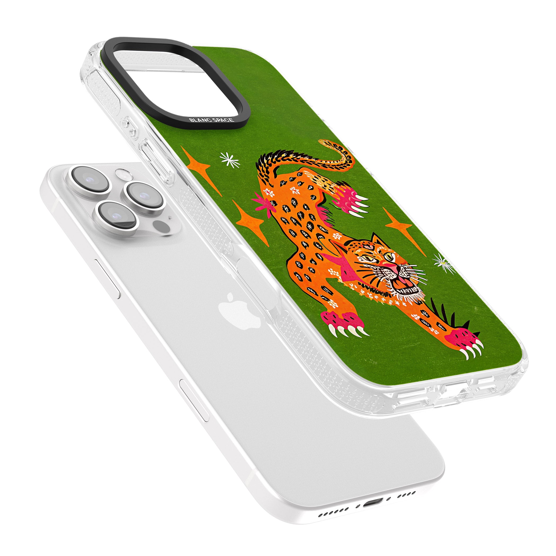 Fierce Jaguar iPhone 16 Pro Max / 16 Pro Clear Case Impact Air - Blanc Space