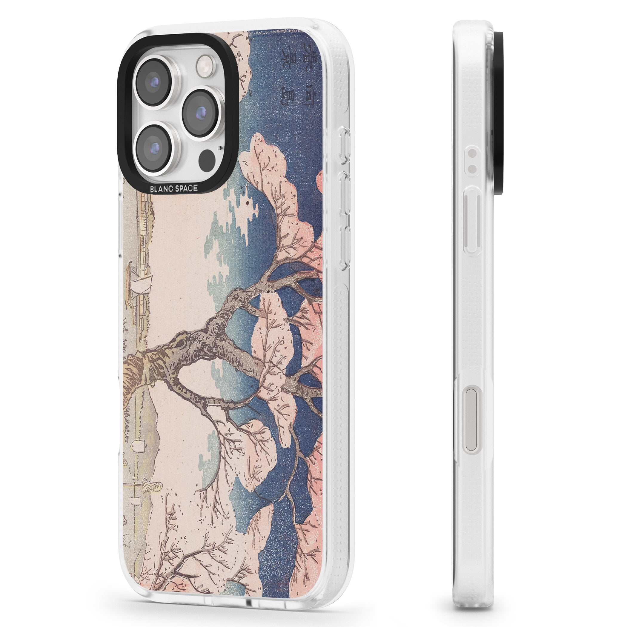 Vintage Japanese Illustrations Cherry Tree iPhone 16 Pro Max / 16 Pro Clear Case Impact Air - Blanc Space