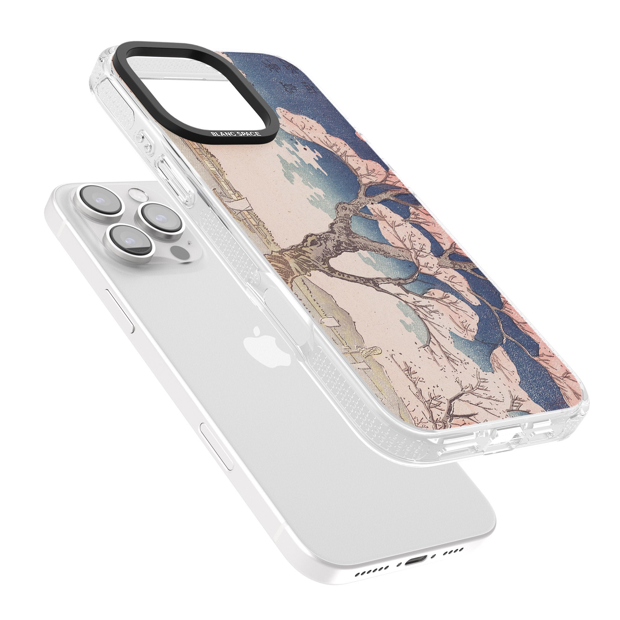 Vintage Japanese Illustrations Cherry Tree iPhone 16 Pro Max / 16 Pro Clear Case Impact Air - Blanc Space